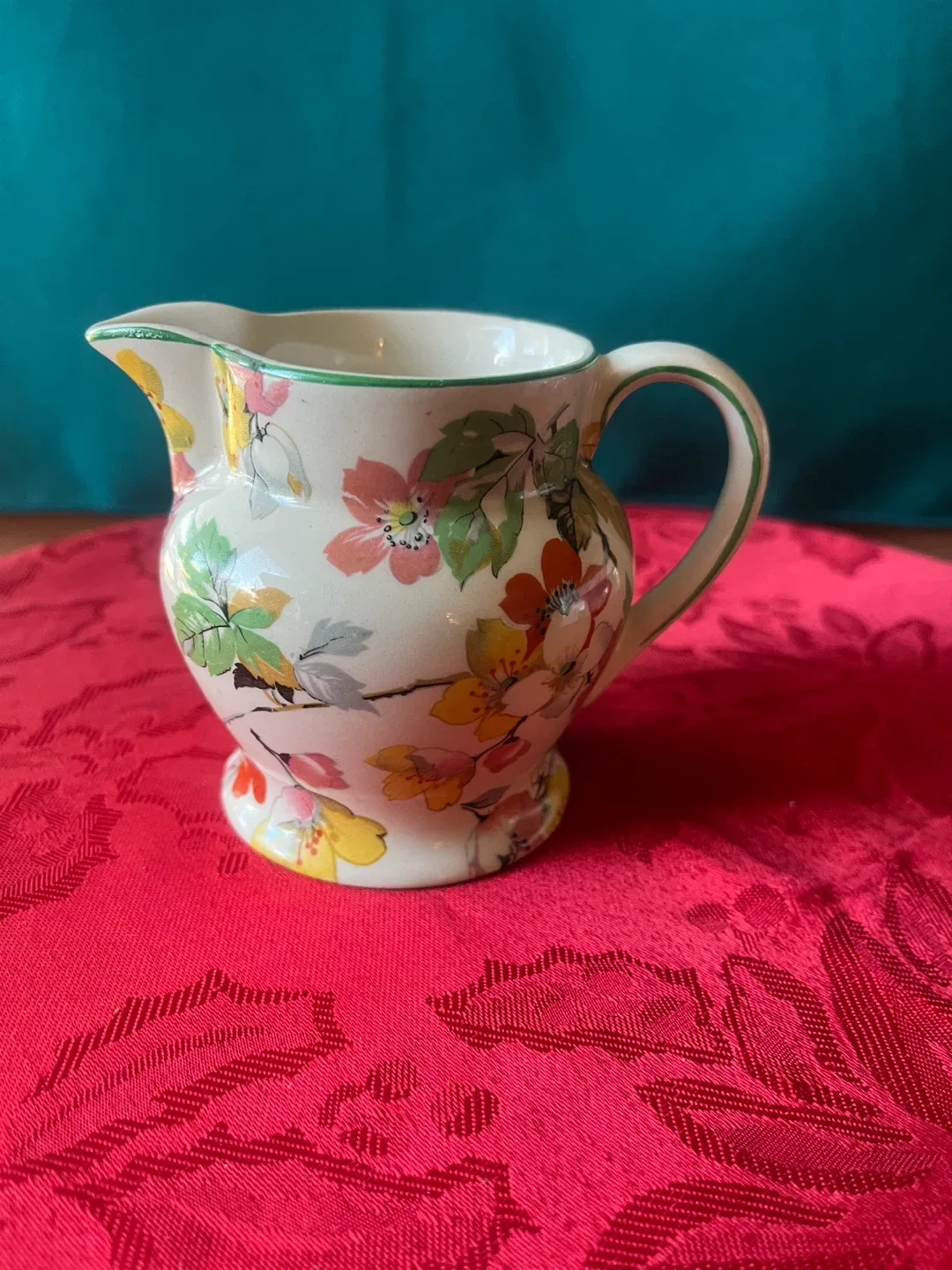 Vintage H&K Floral Creamer Pitcher - 4" Tall