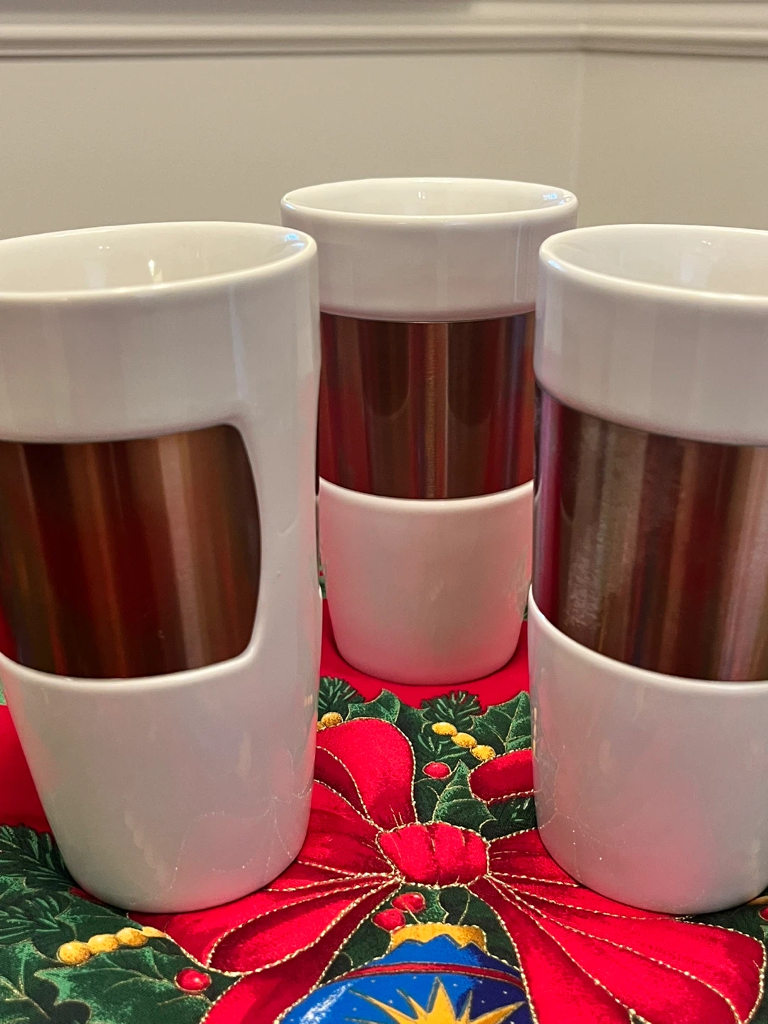 Starbucks White & Copper Tumblers (Set of 3)