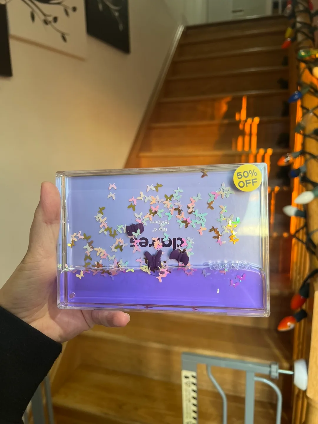 Claire's Butterfly Glitter Water Picture Frame