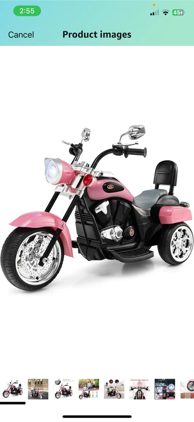 Pink Kids Motorcycle Ride-On Toy image indicator(2)
