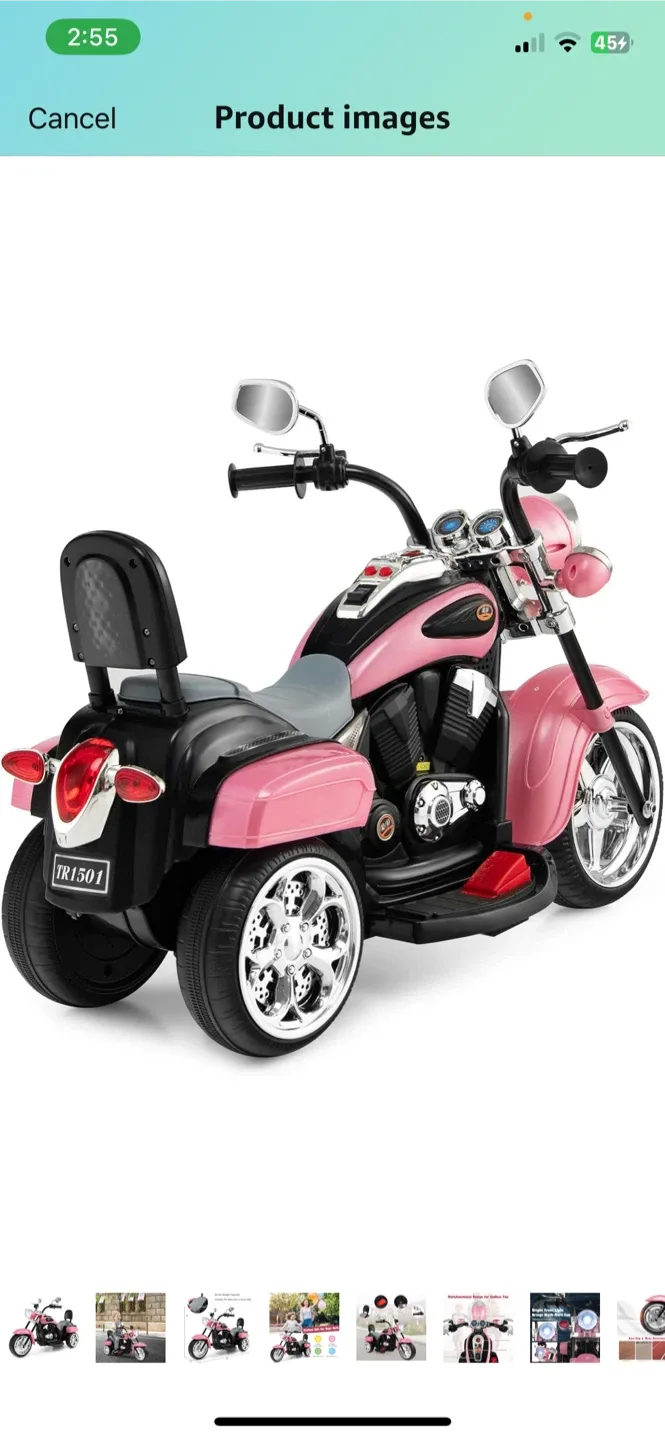 Pink Kids Motorcycle Ride-On Toy image indicator(3)