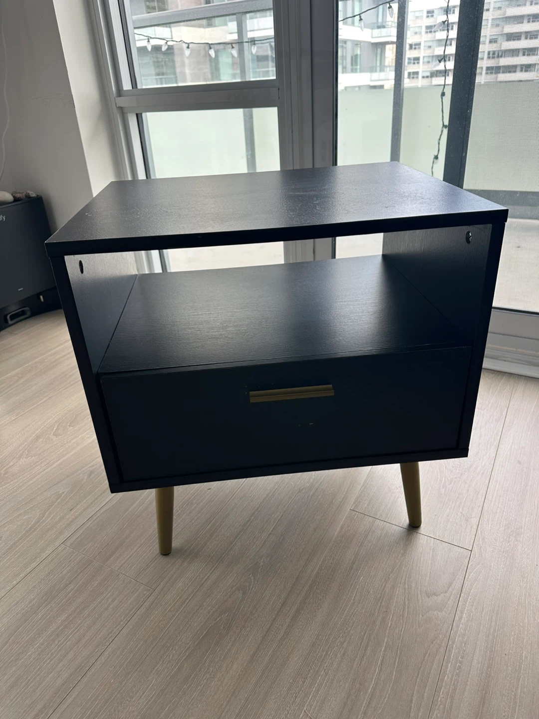 Wayfair 2-Set Black Nightstand with Drawer - photo 2