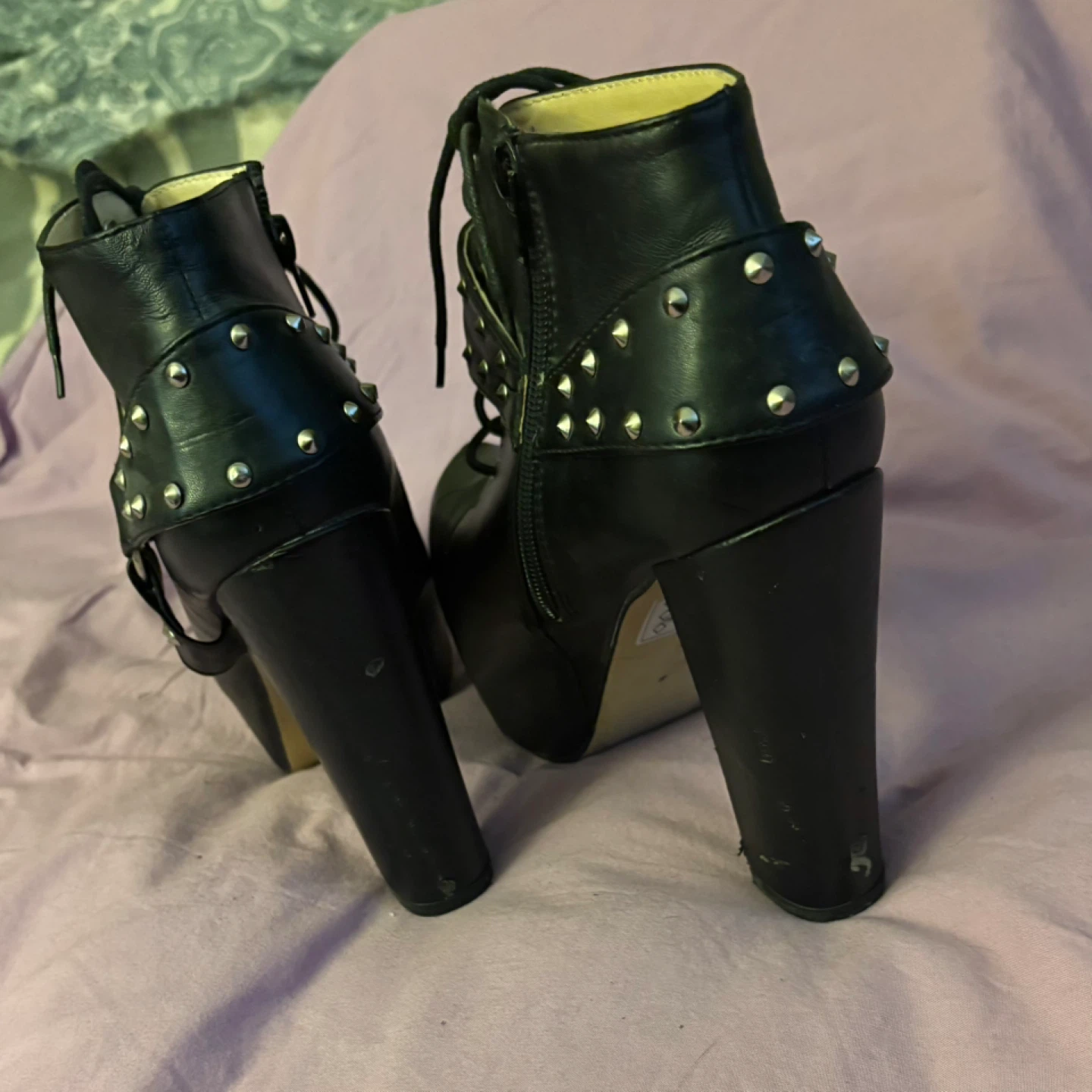 Faux Jeffrey Campbell Black Platform Ankle Boots - photo 4