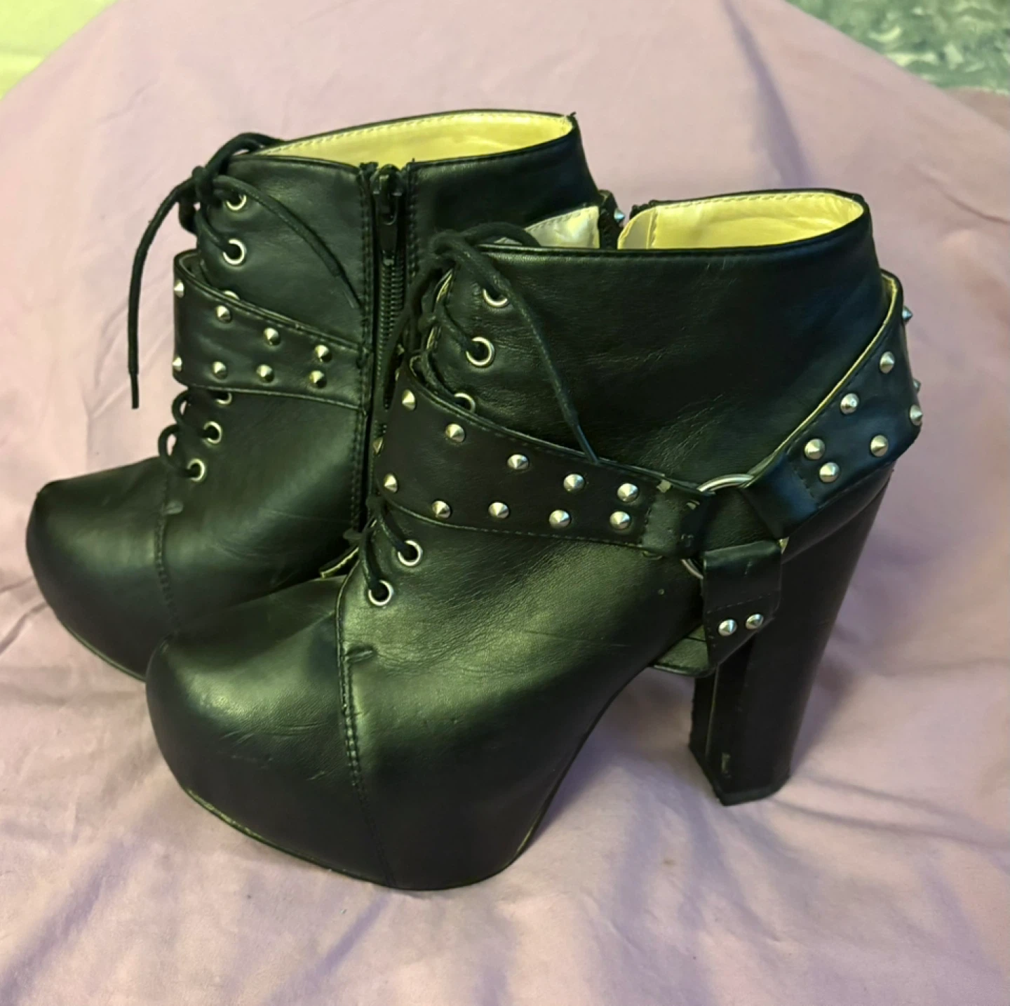 Faux Jeffrey Campbell Black Platform Ankle Boots