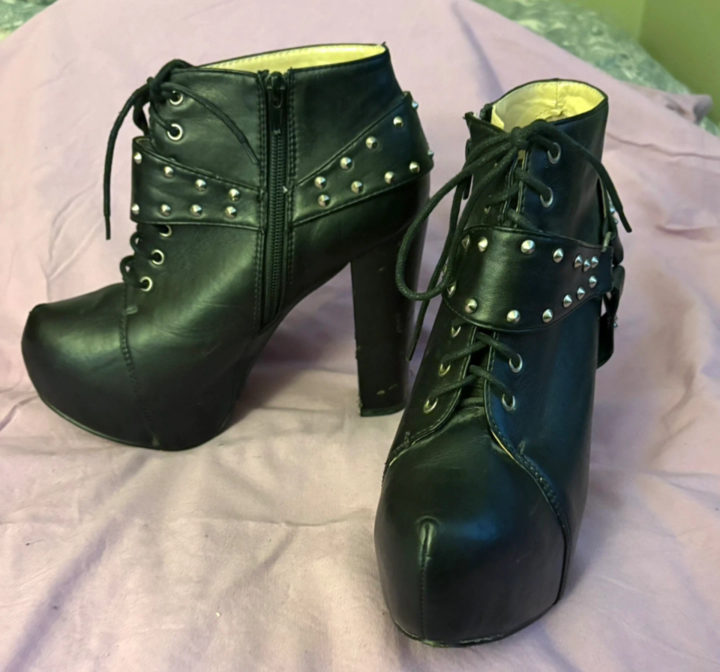 Faux Jeffrey Campbell Black Platform Ankle Boots - photo 2