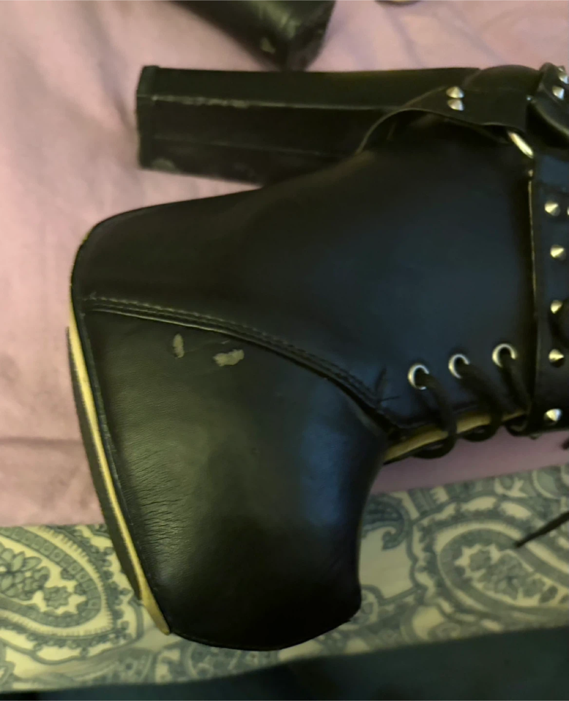 Faux Jeffrey Campbell Black Platform Ankle Boots - photo 3