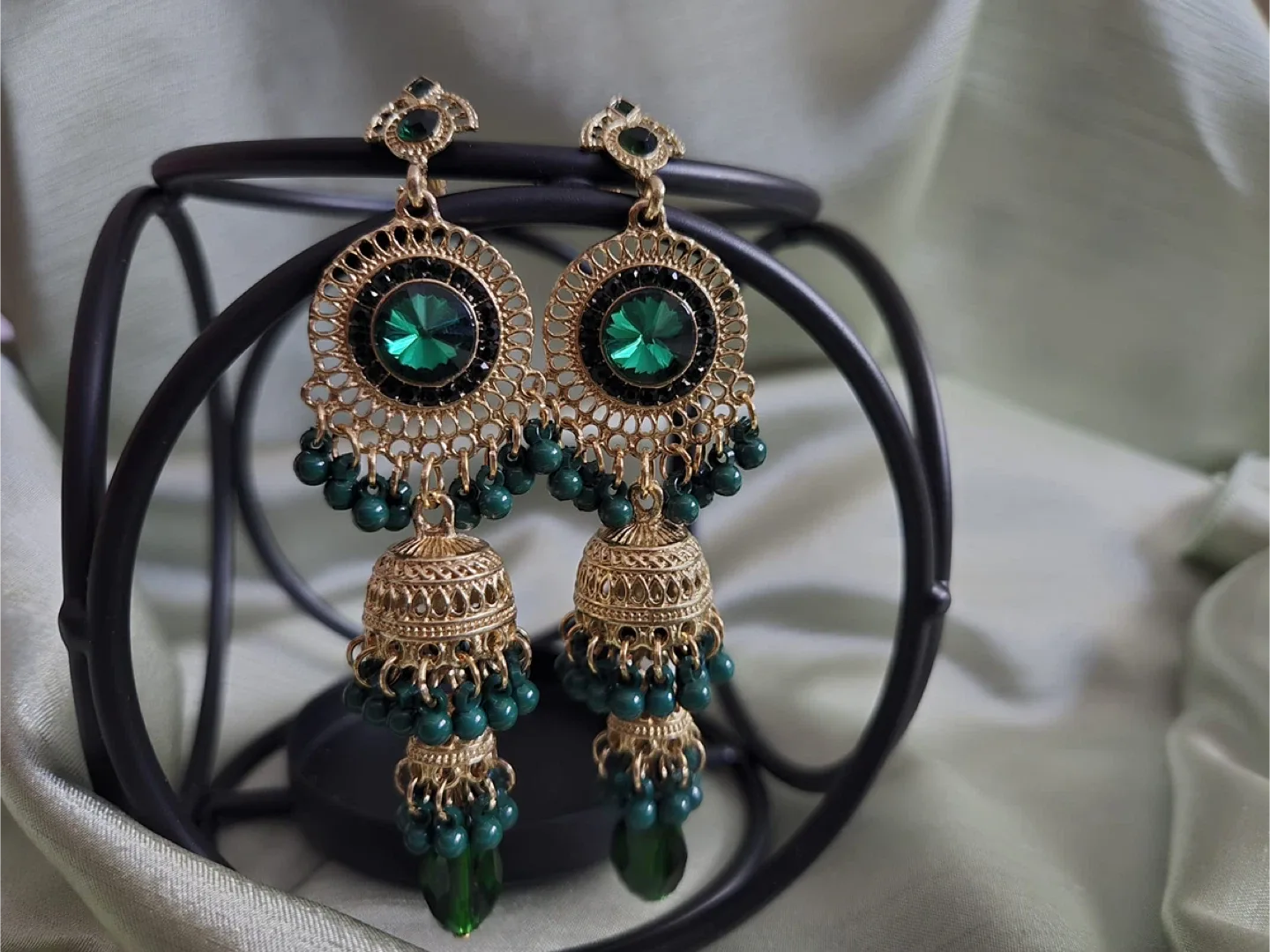 Green & Gold Earrings thumbnail