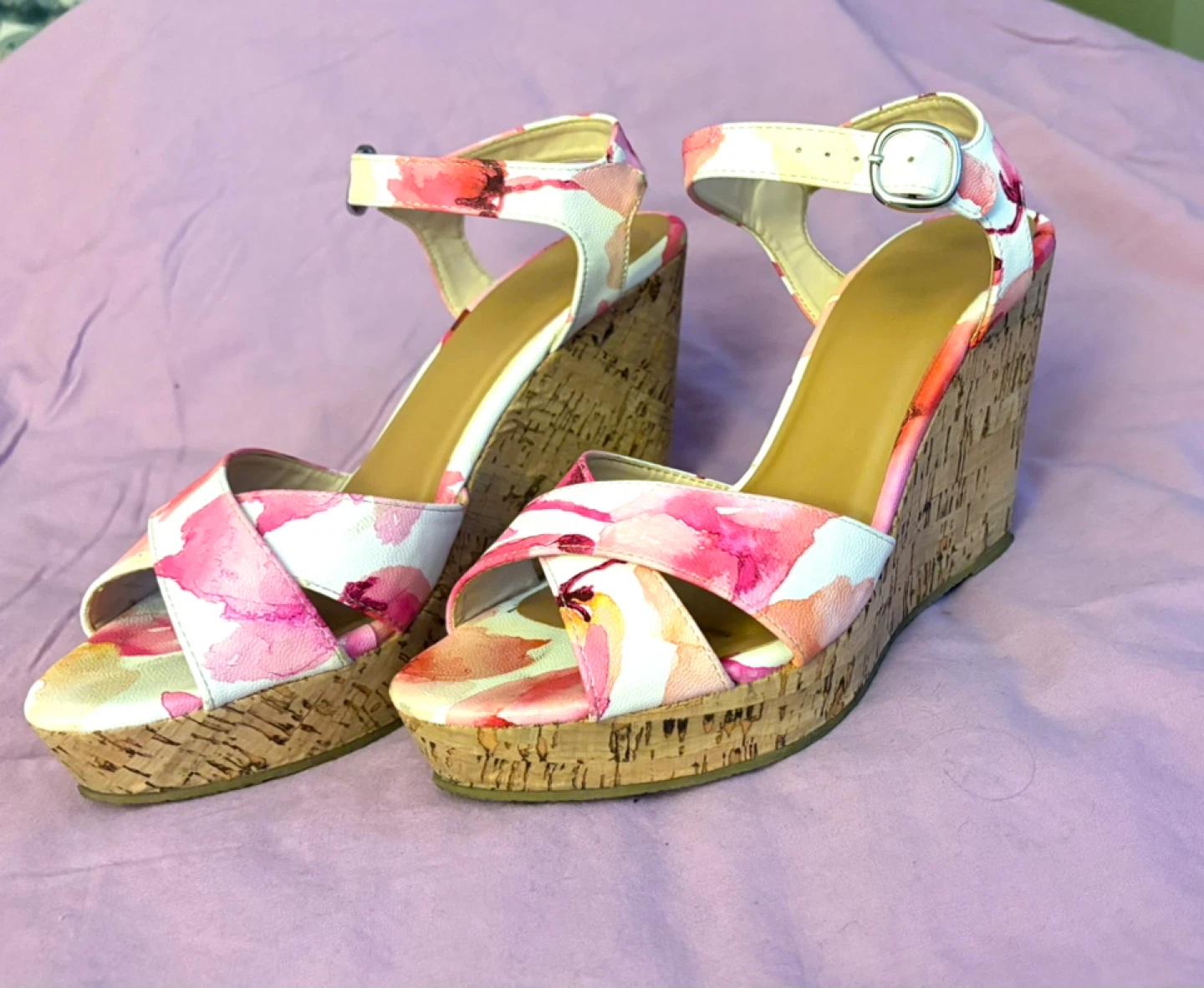 Floral Wedge Sandals - Size 8