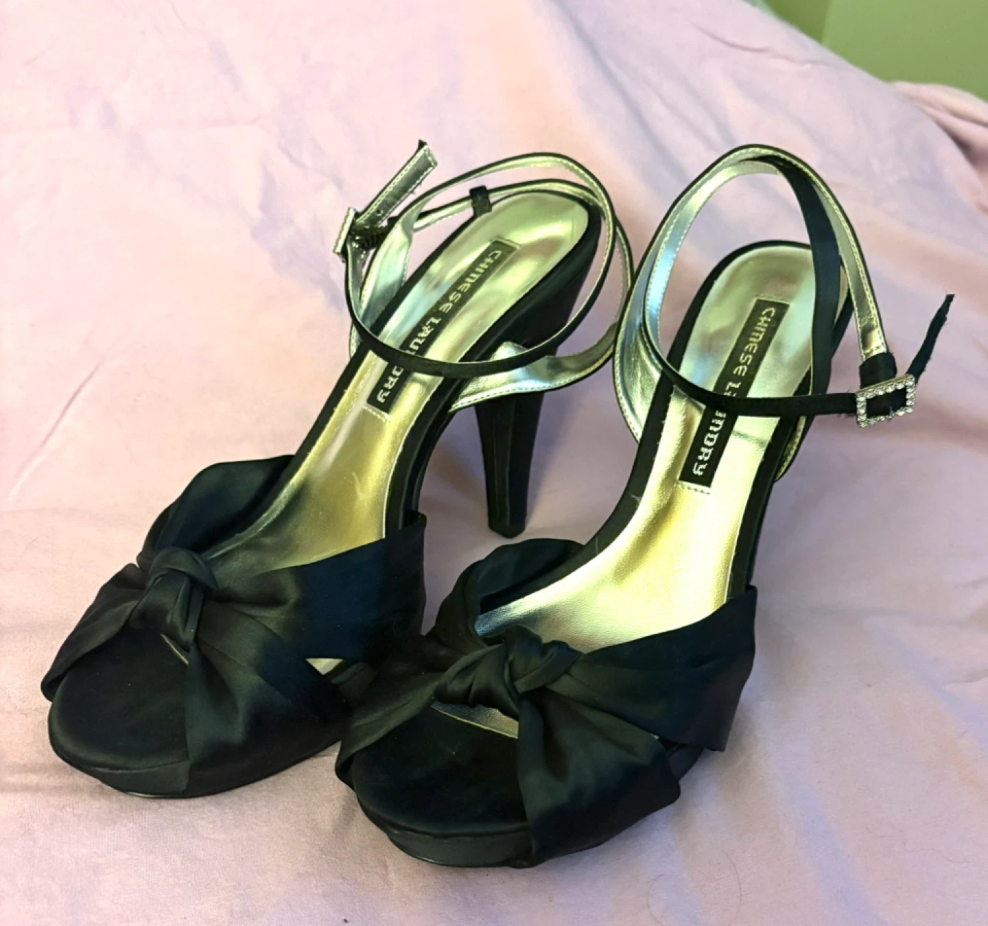 Chinese Laundry Black Satin Heels - Size 8 - photo 2