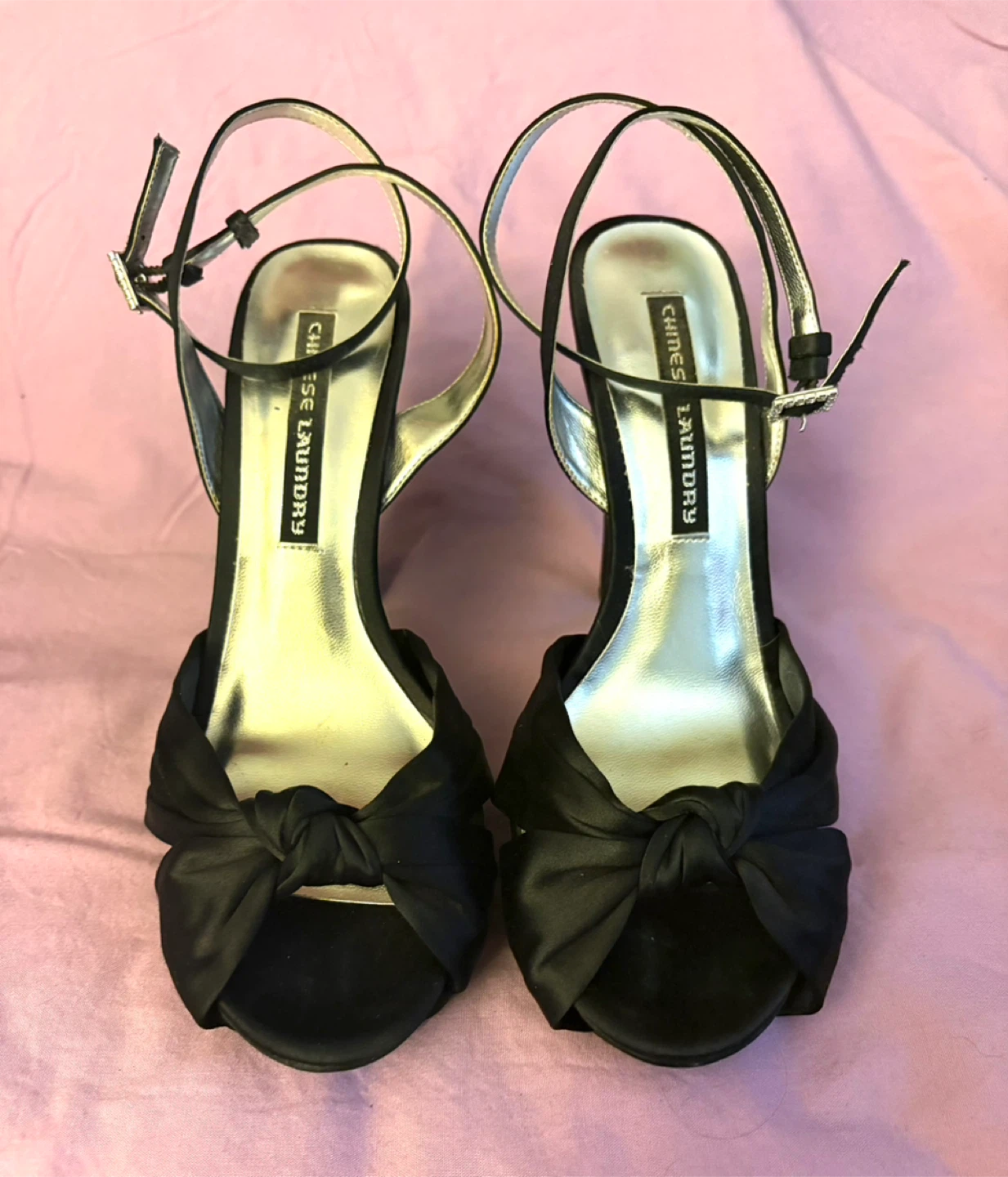 Chinese Laundry Black Satin Heels - Size 8 - photo 3