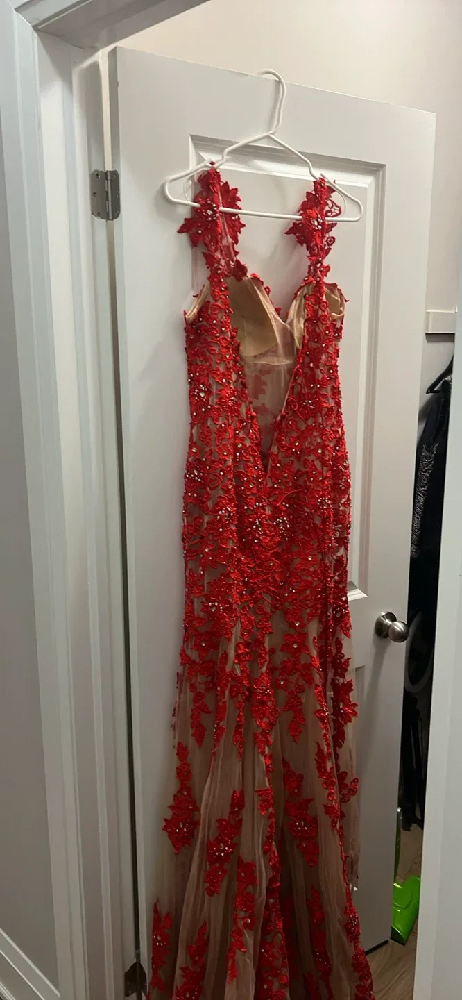 Red Lace Formal Dress image indicator(4)