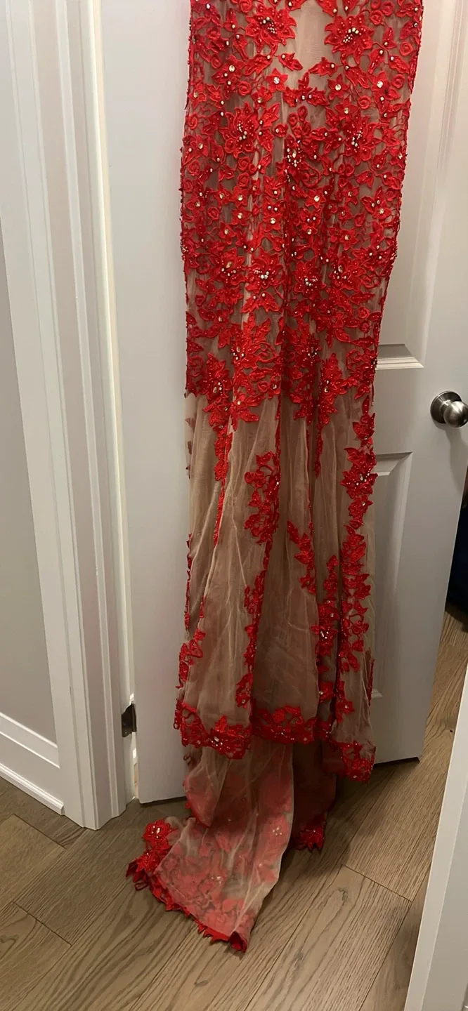 Red Lace Formal Dress image indicator(3)