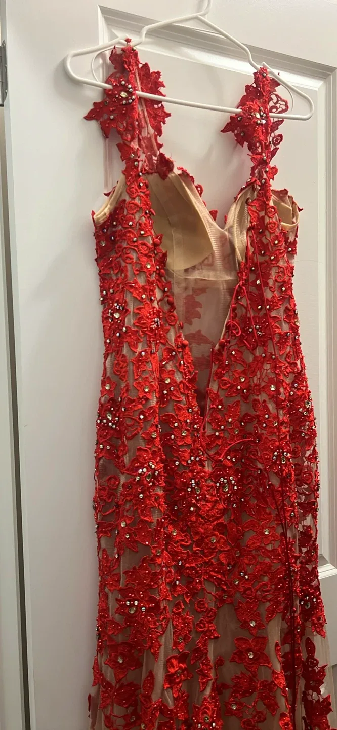 Red Lace Formal Dress image indicator(6)