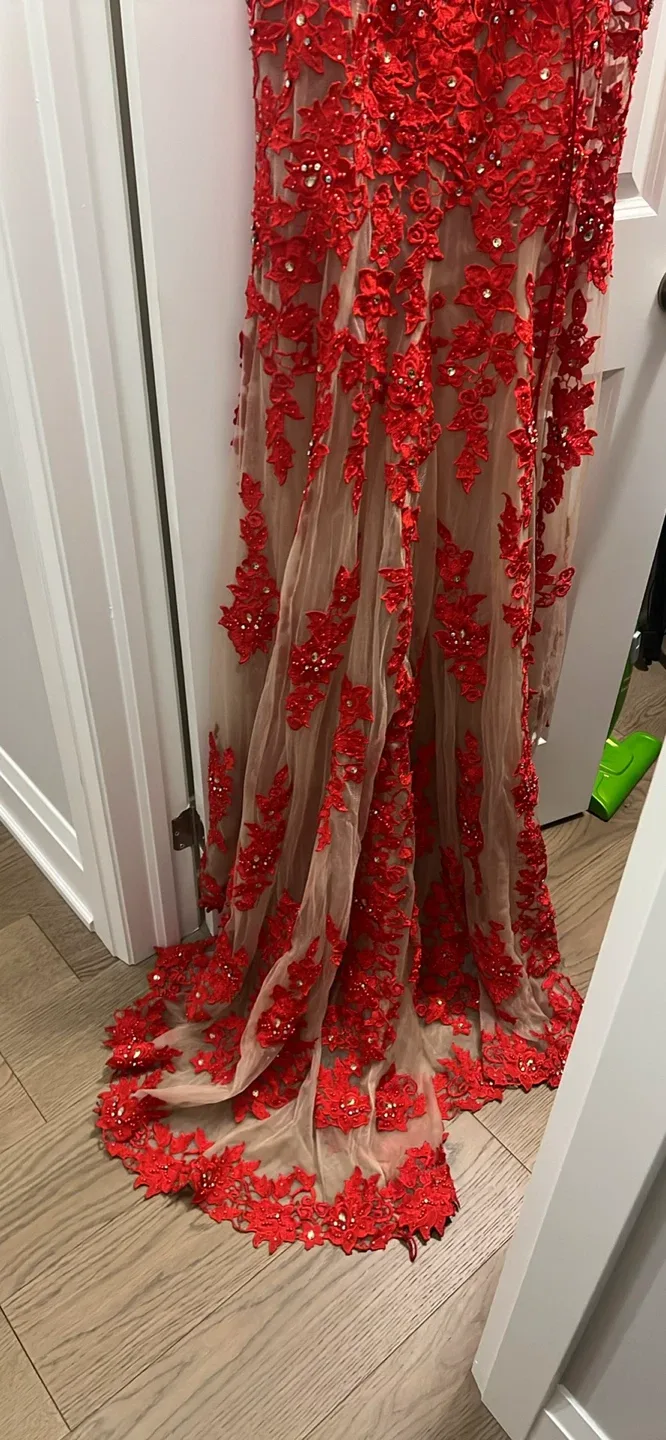 Red Lace Formal Dress image indicator(5)