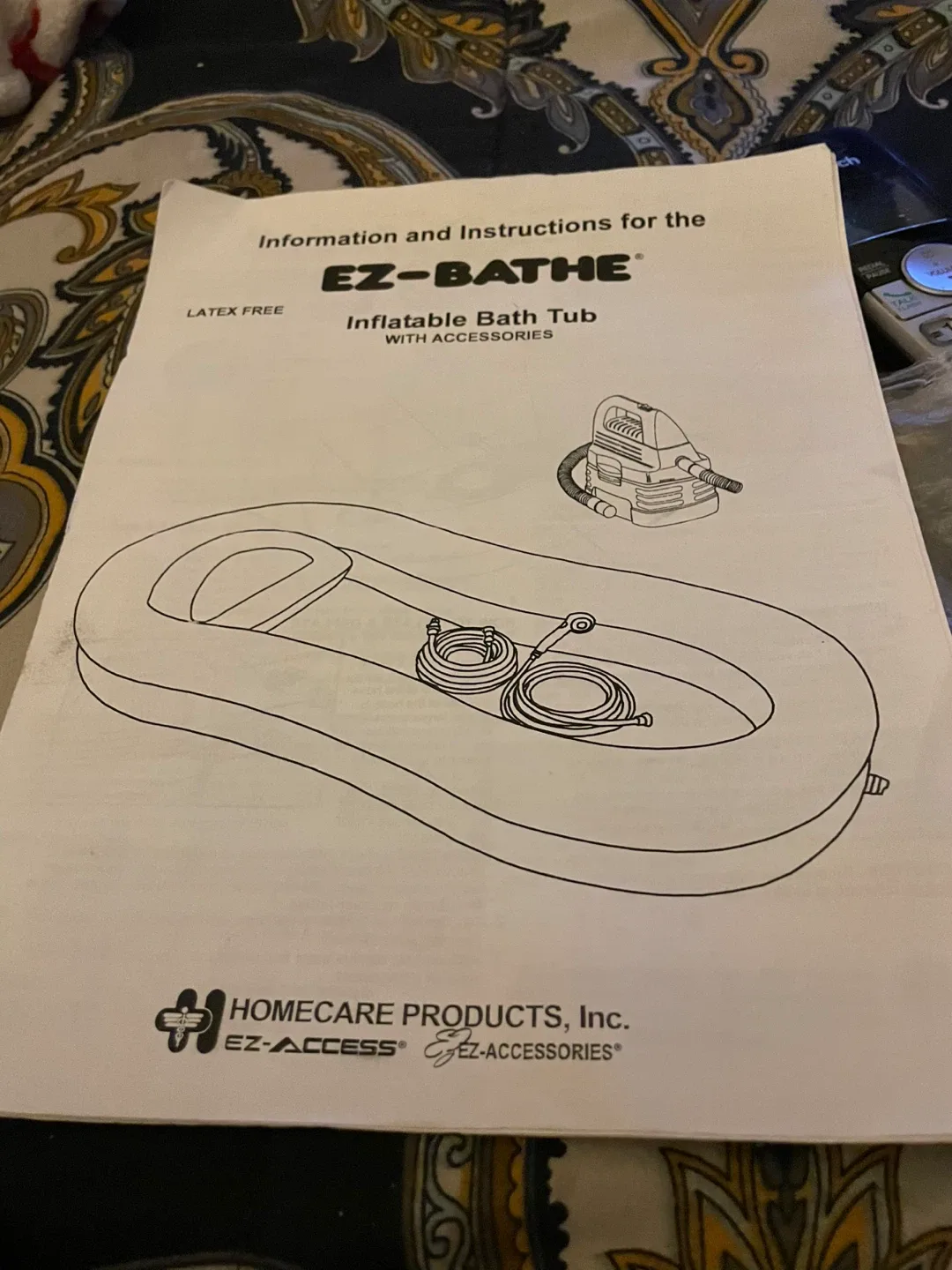 EZ-Bathe Inflatable Bath Tub with Accessories