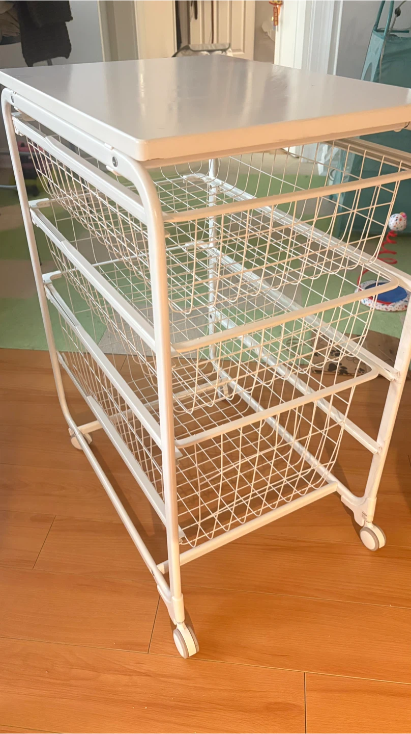White Rolling Cart with 3 Baskets - photo 4