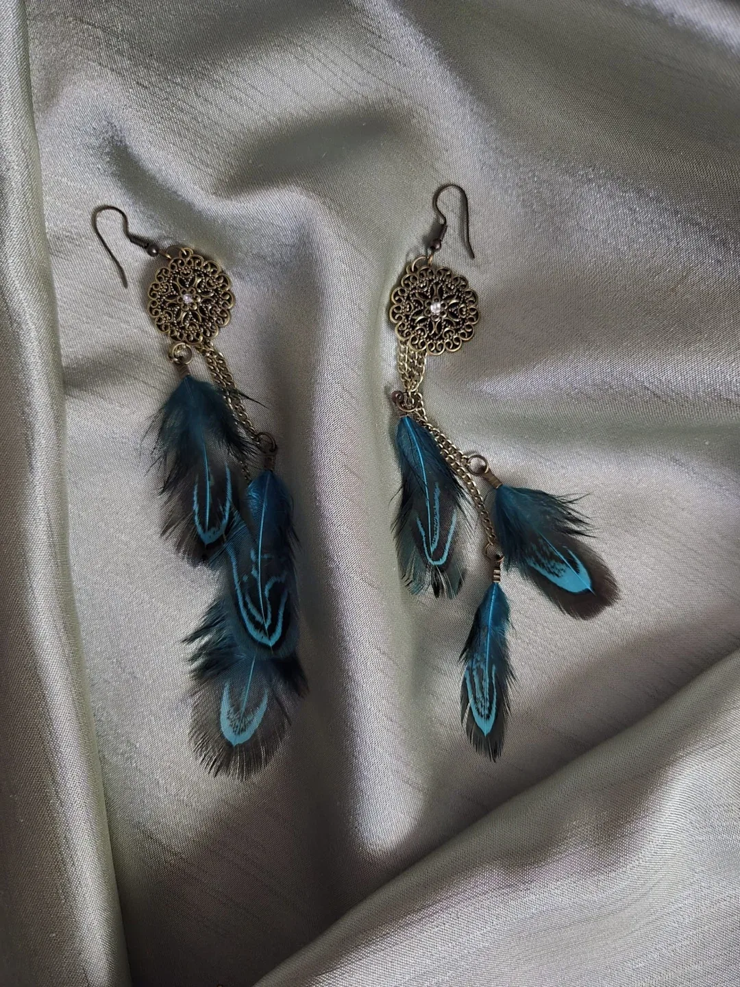 Feather Dangle Earrings - Bohemian Style image indicator(2)