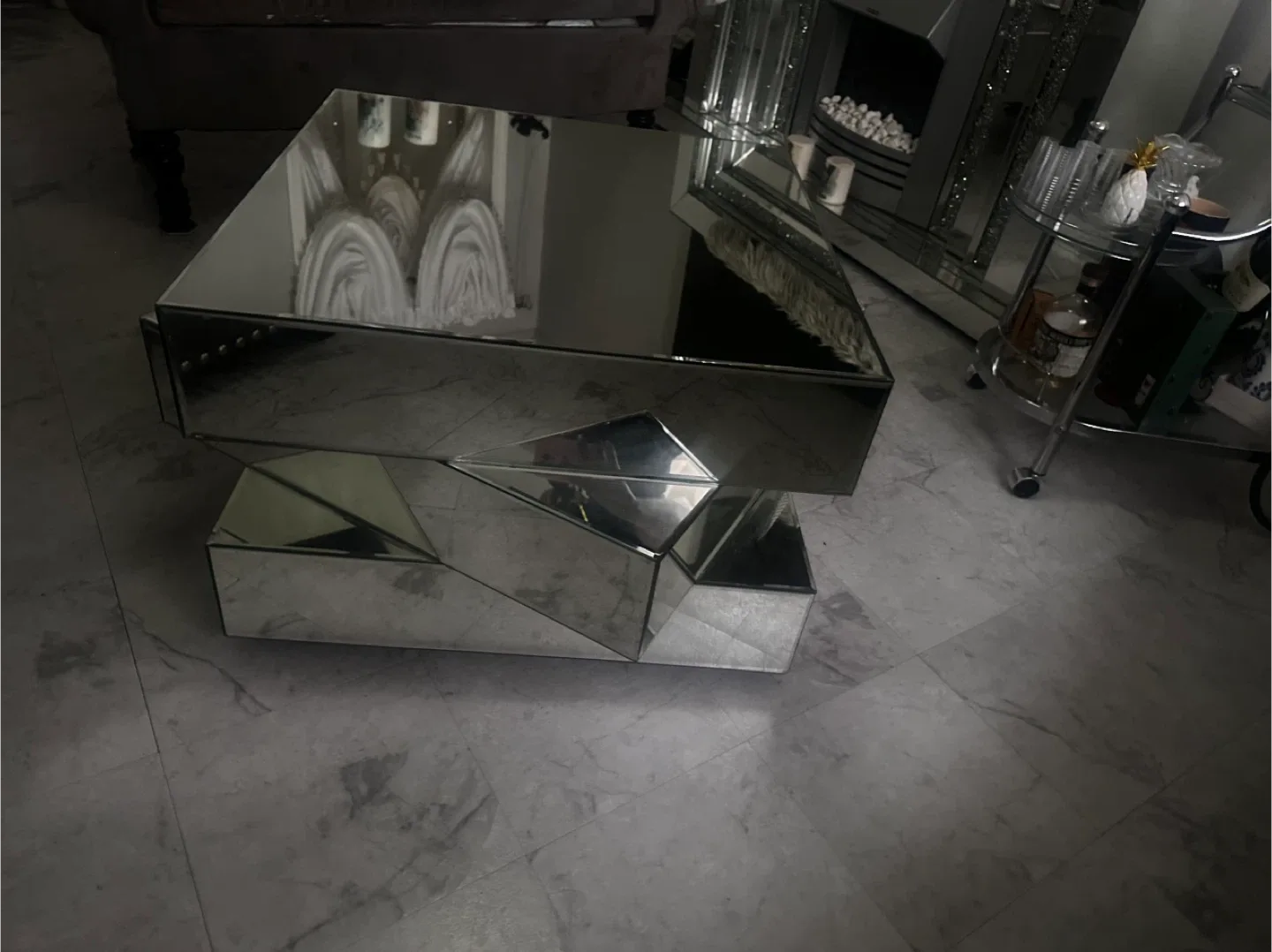 Mirrored Geometric Coffee Table
