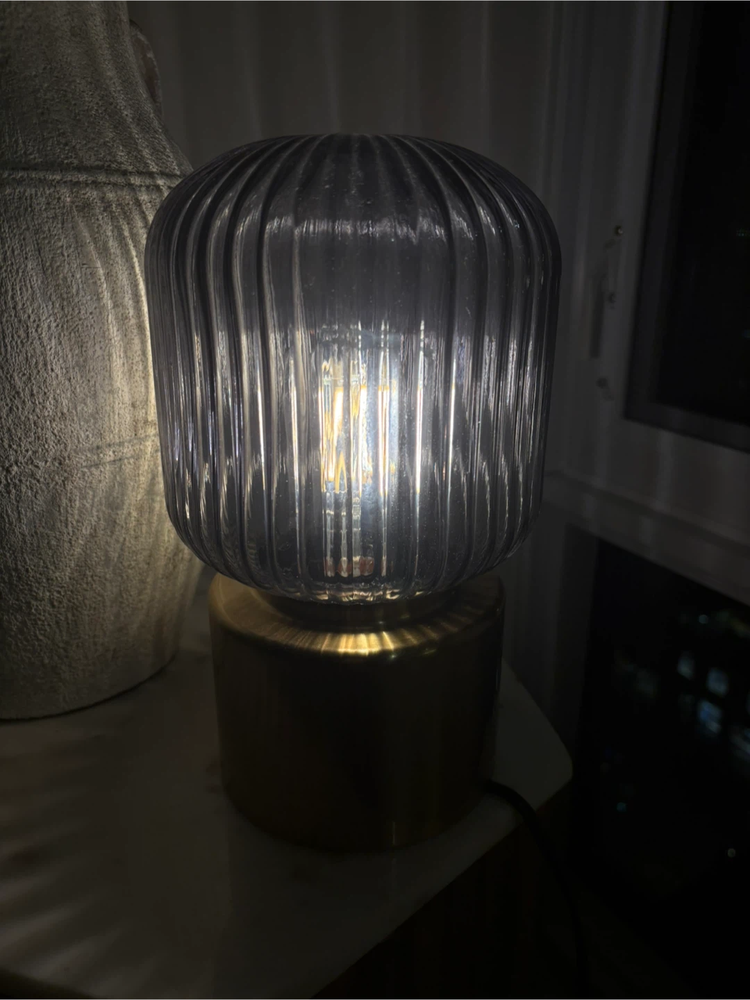 Ribbed Glass Table Lamp - photo 2