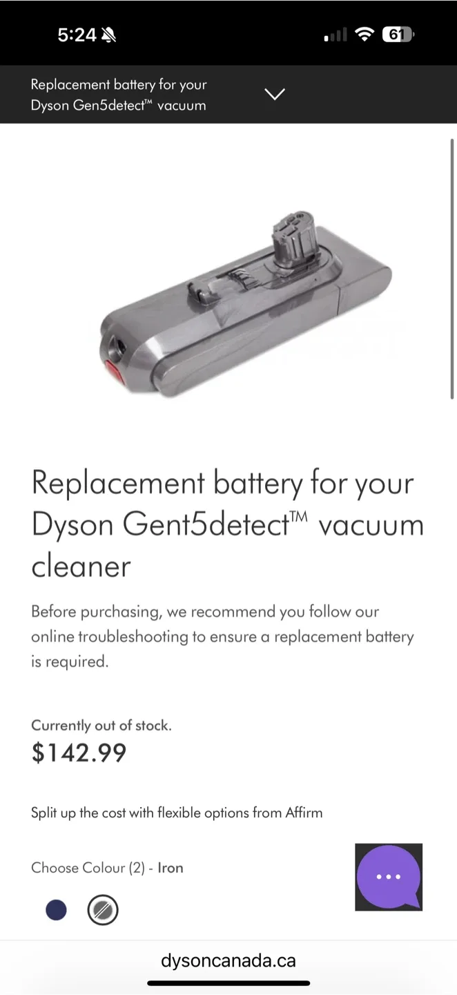 New (unused) - Dyson Gen5 outsize battery replacement image indicator(6)