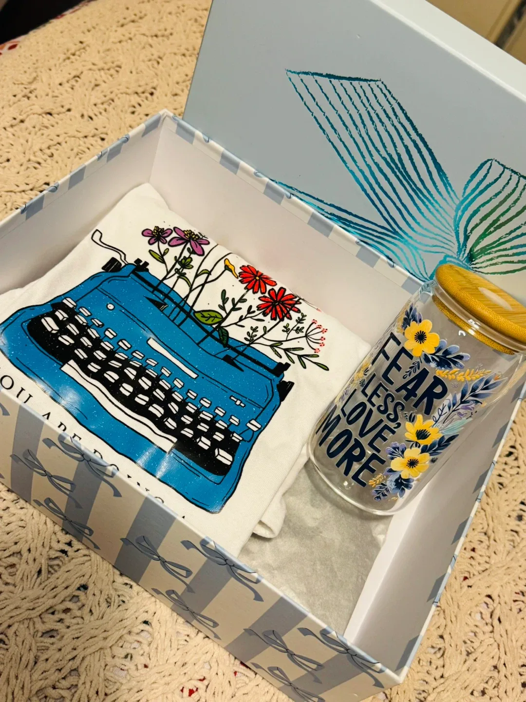 Gift Box with T-Shirt and Glass Tumbler