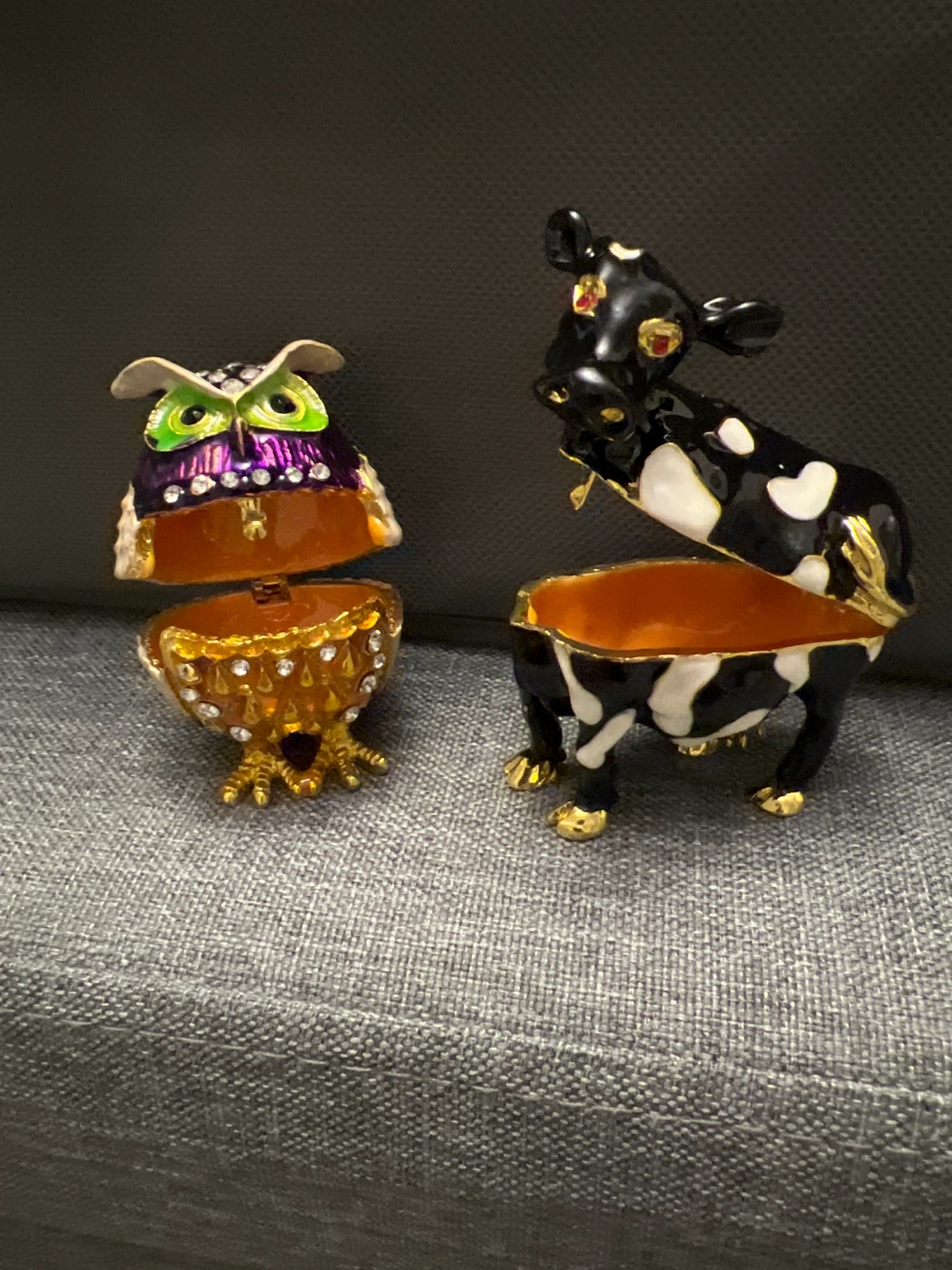 Owl and Cow Trinket Boxes - jewellery box - photo 2