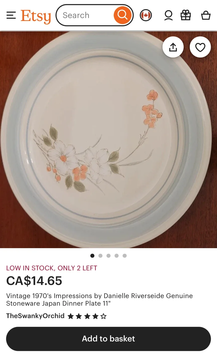 Vintage 1970 Japanese Floral Salad Plate Set image indicator(6)