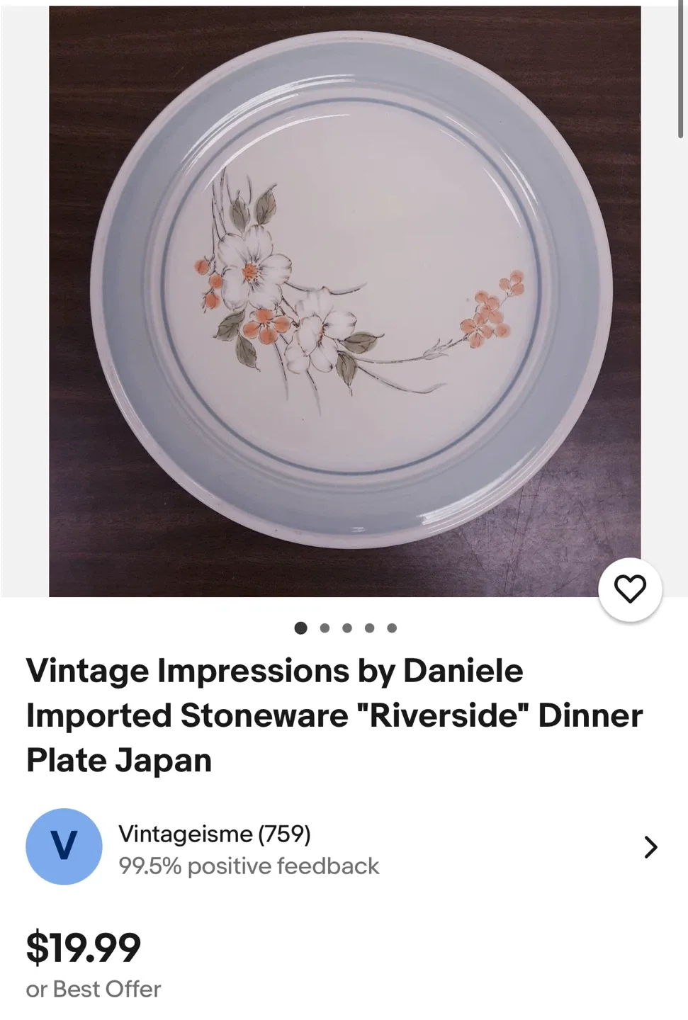 Vintage 1970 Japanese Floral Salad Plate Set image indicator(5)