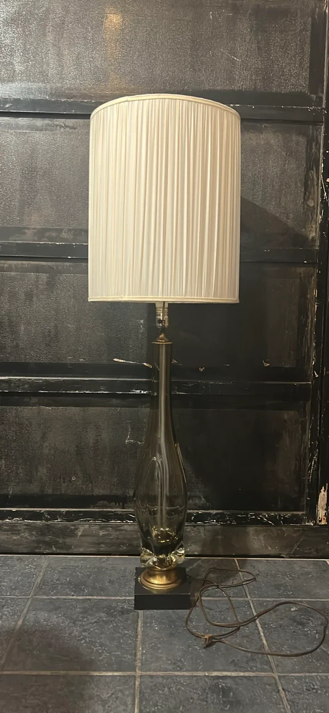 Vintage Mid-Century Italian Smoked Glass Lamp