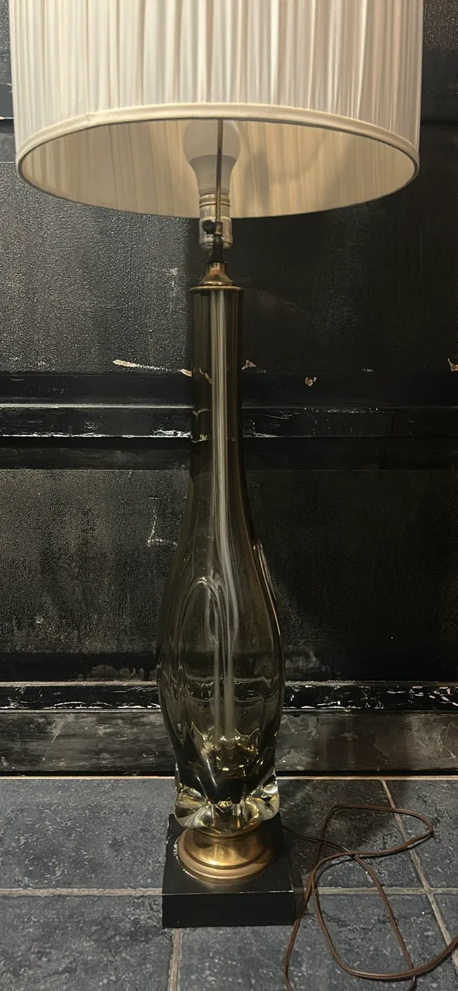 Vintage Mid-Century Italian Smoked Glass Lamp image indicator(2)