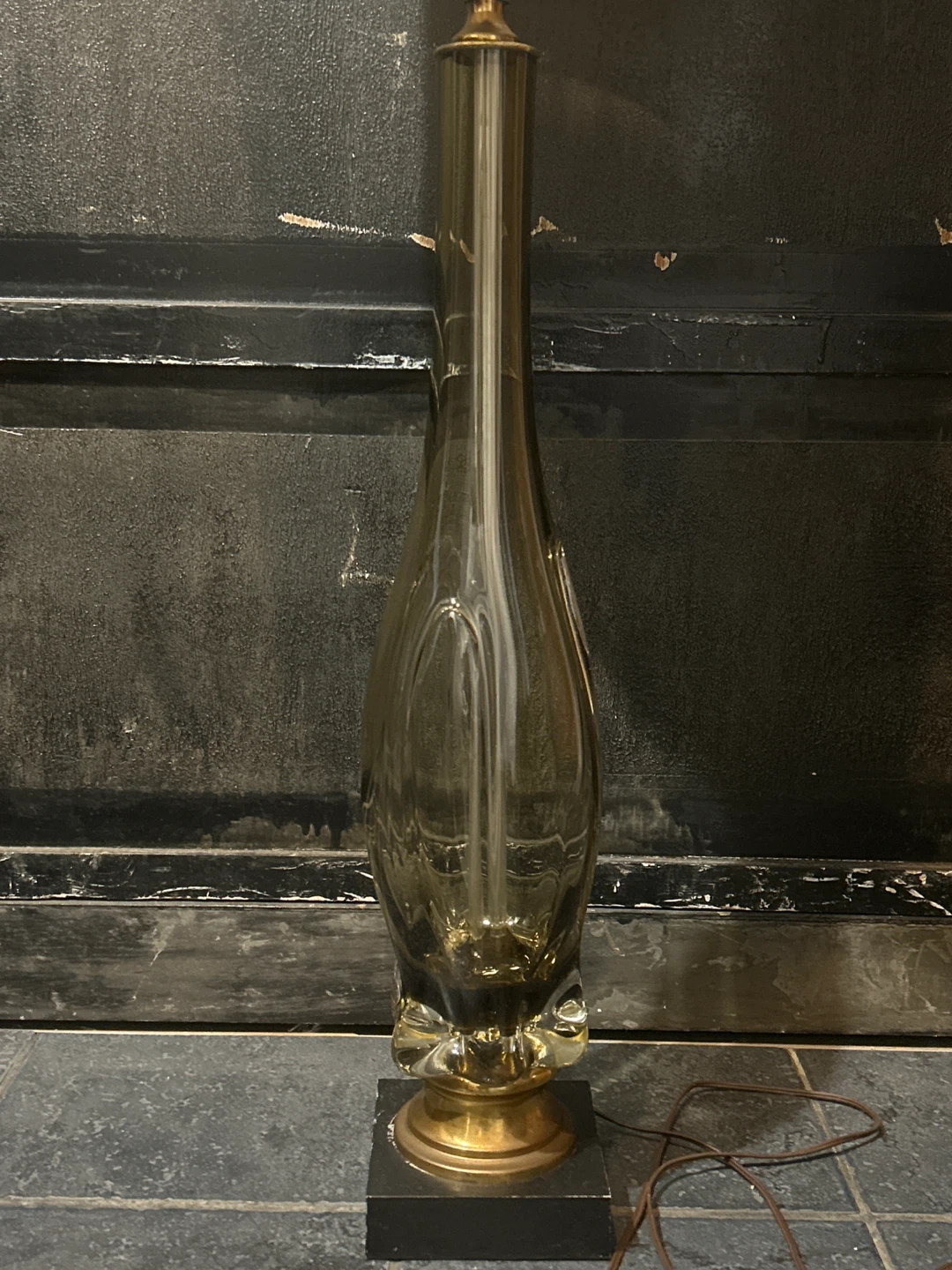 Vintage Mid-Century Italian Smoked Glass Lamp - photo 5
