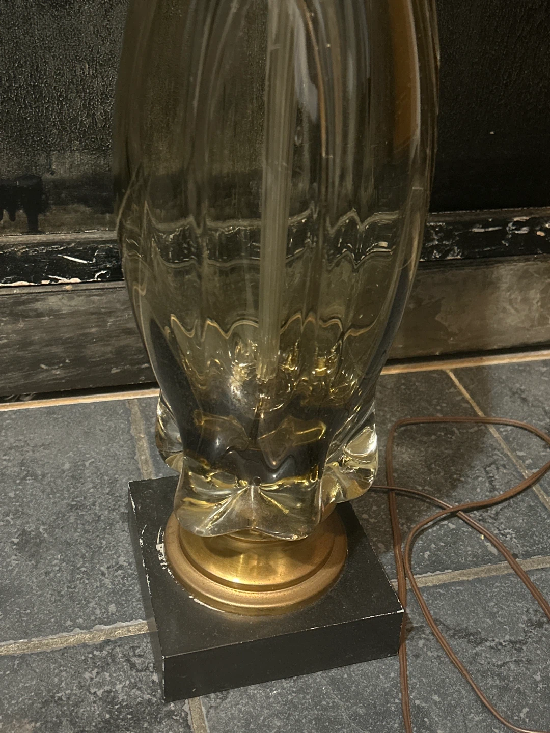 Vintage Mid-Century Italian Smoked Glass Lamp - photo 4