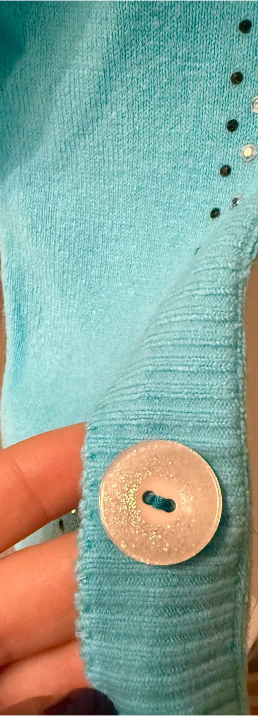 Aqua Blue Button-Down Dressy Sweater image indicator(5)