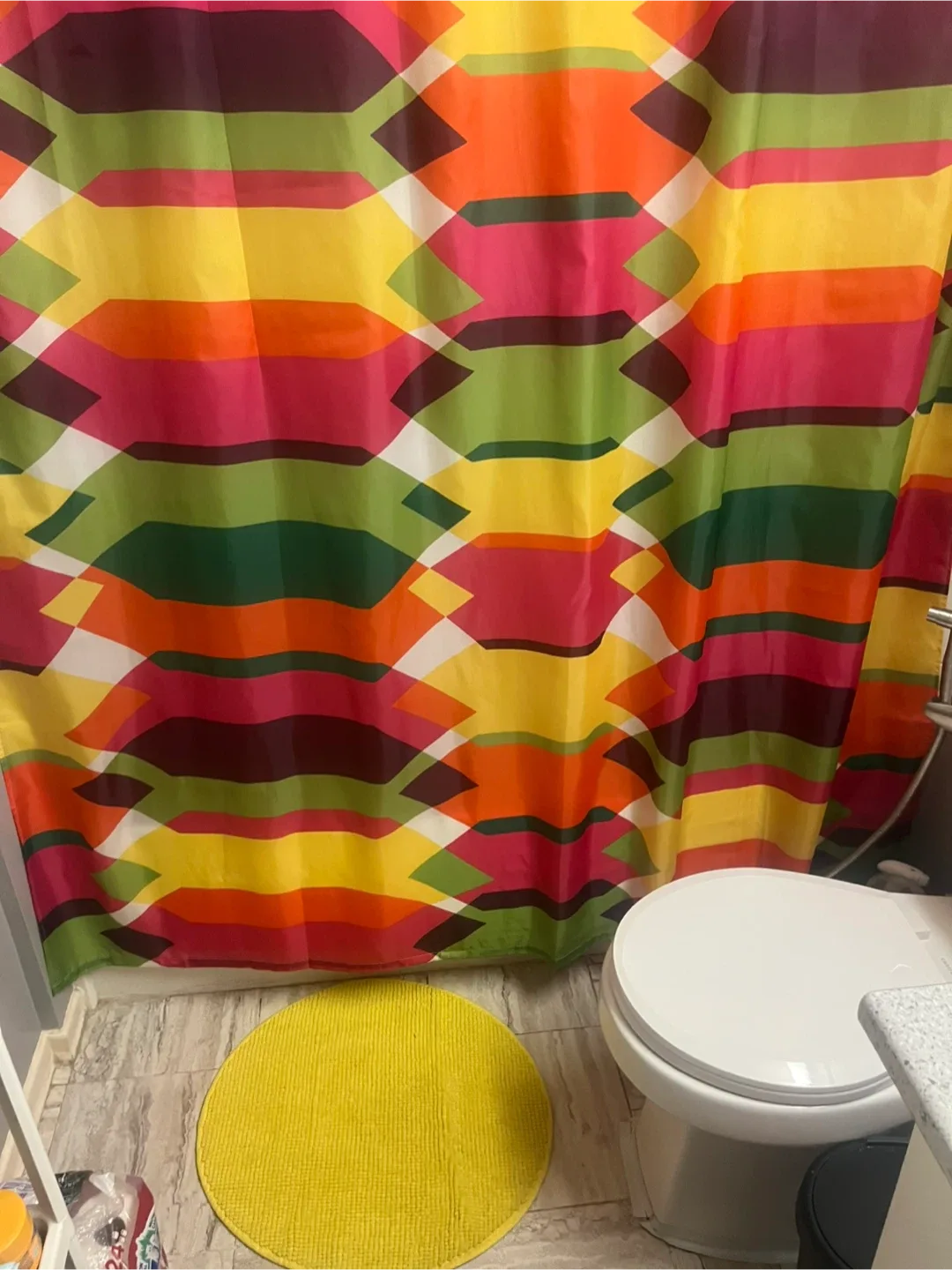 Colorful Shower Curtain & yellow mat thumbnail