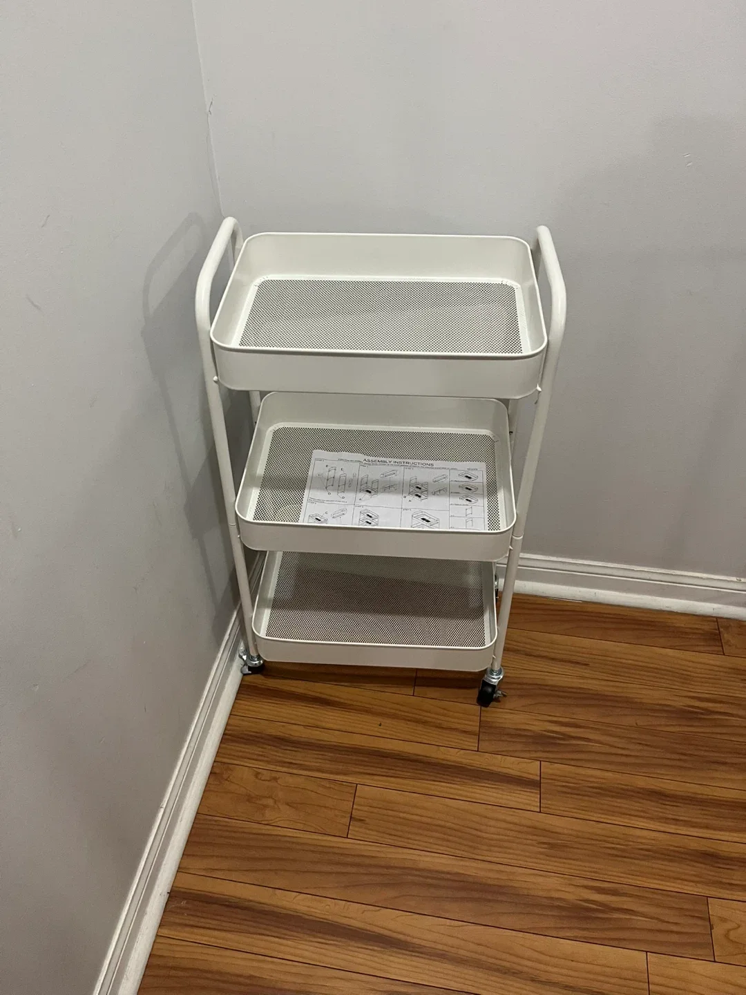 White 3-Tier Rolling Utility Cart