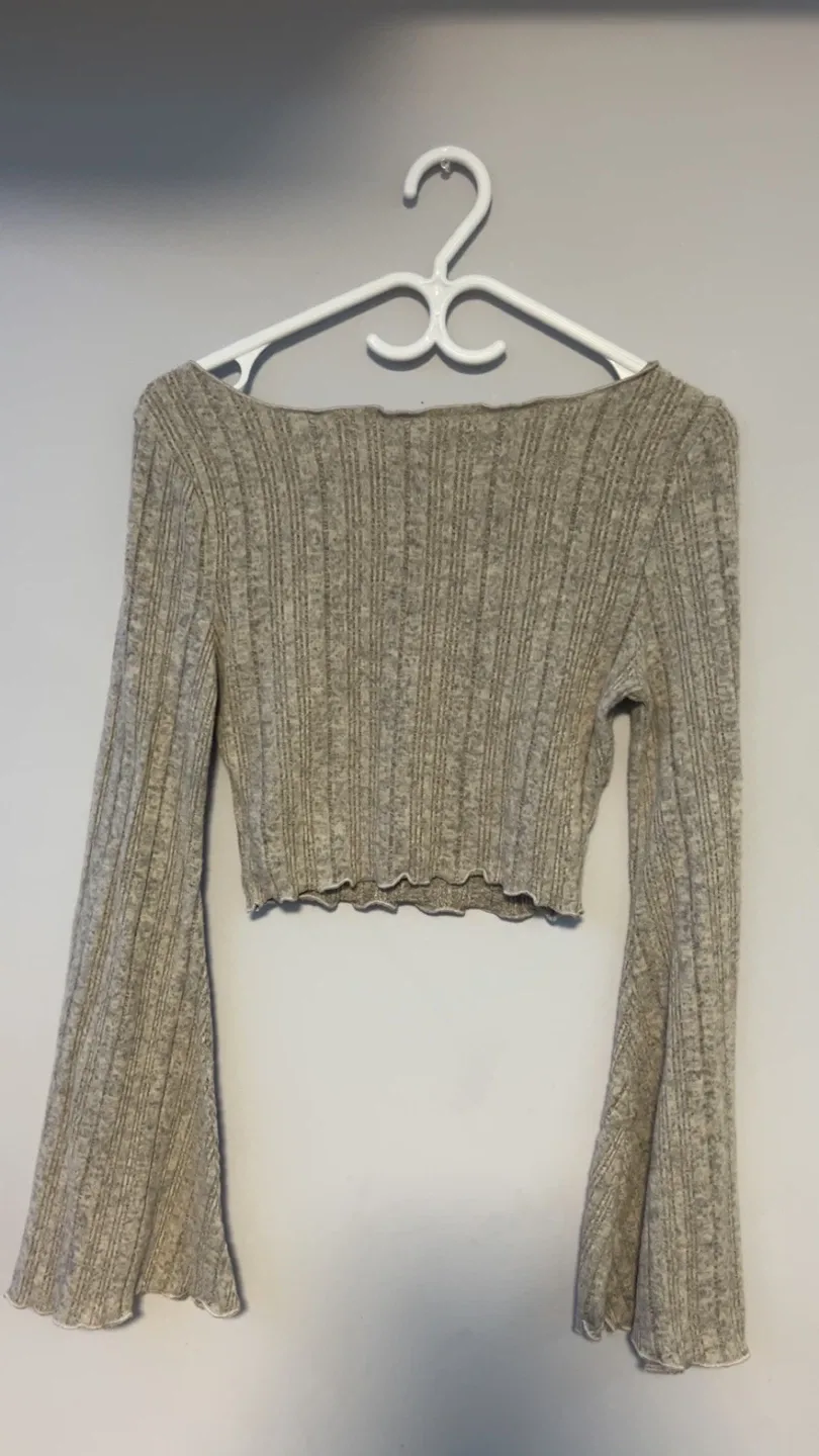 Long Sleeve Crop Top - Beige image indicator(2)