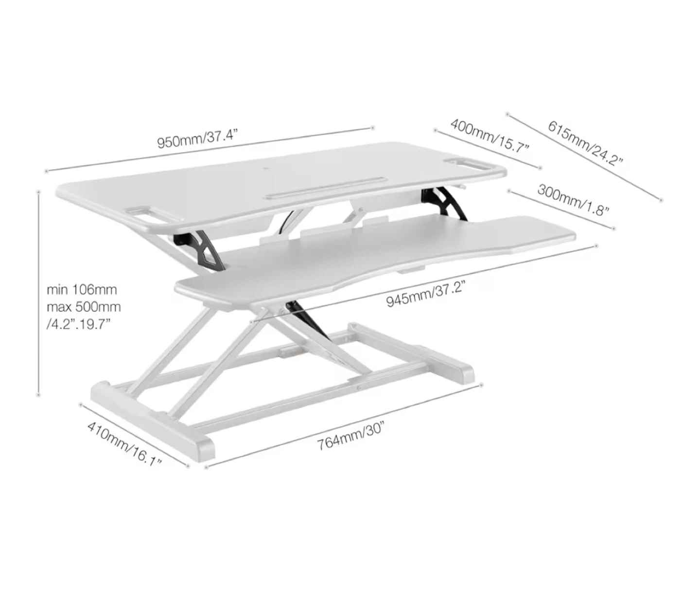 🖥️ Standing Desk Converter – Sit/Stand Workstation (White) - photo 3