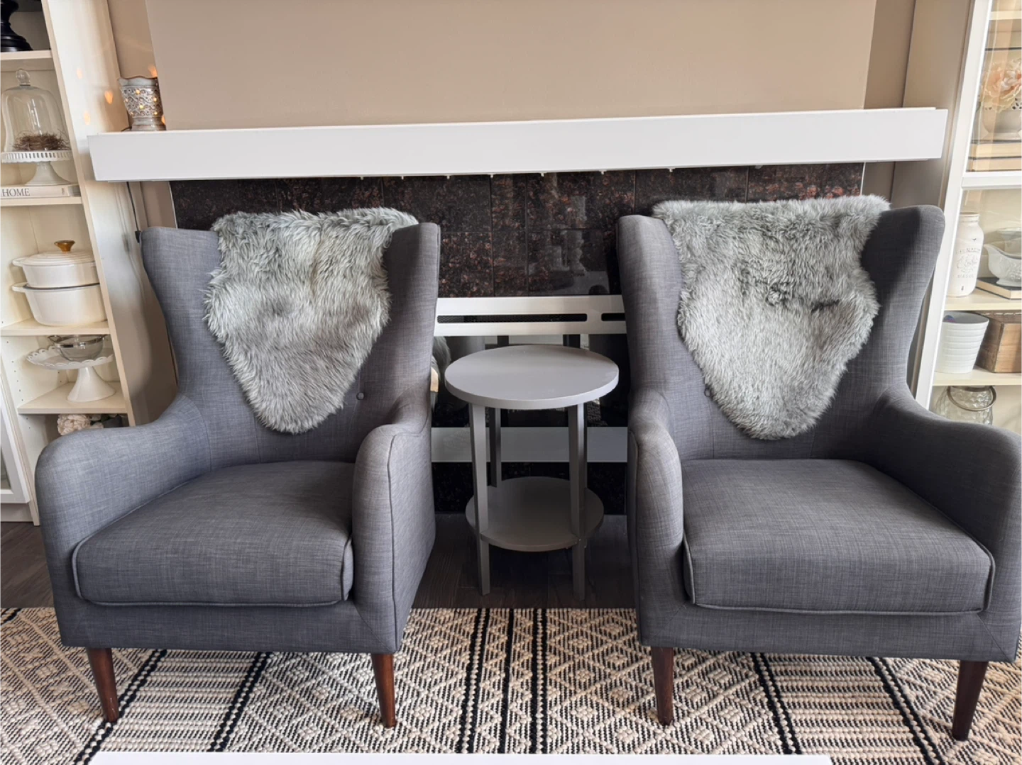 Grey Wingback Accent Chairs