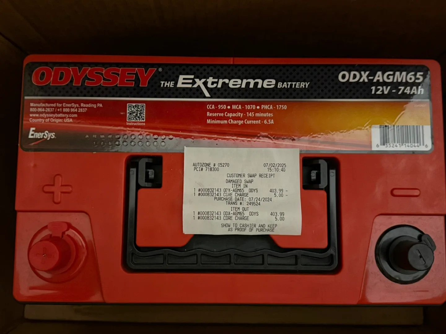 ODYSSEY ODX-AGM65 Automotive Battery image indicator(2)