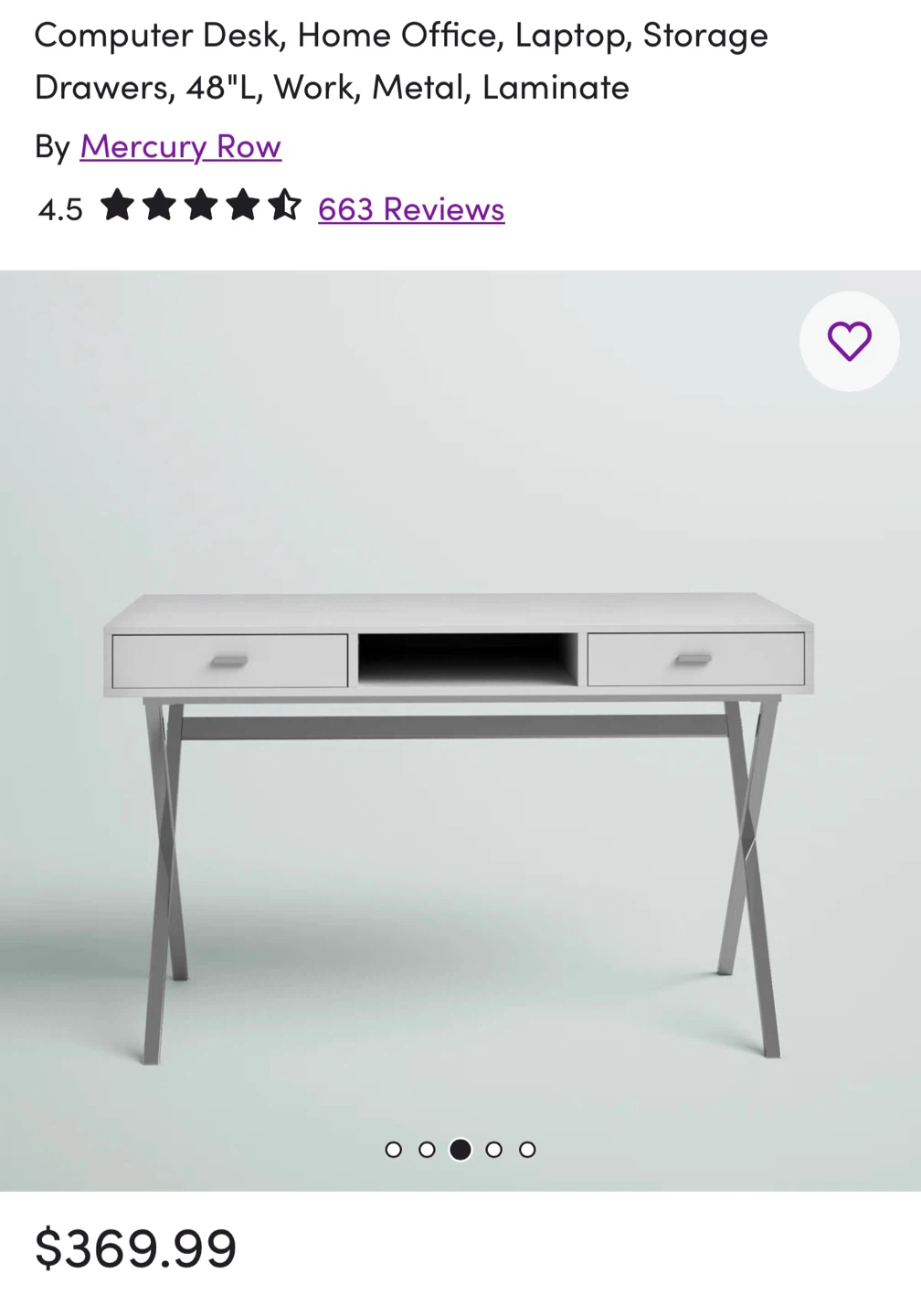 Mercury Row Modern Desk – Fully Assembled & Ready to Use! - photo 2