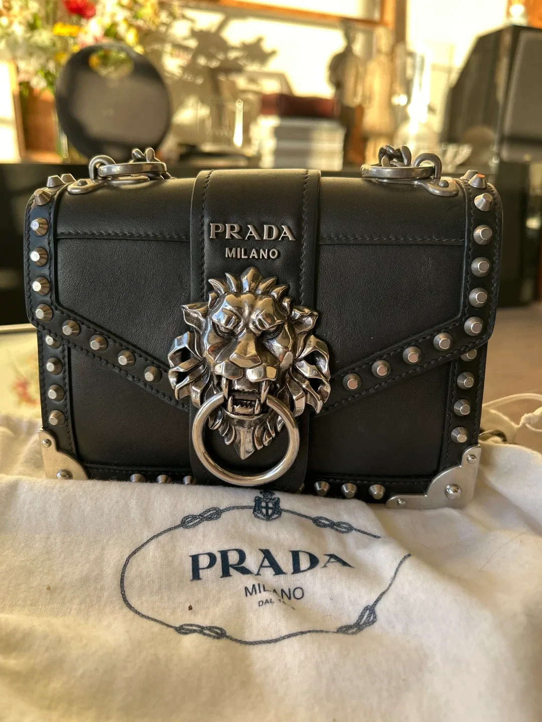Prada Black Cahier Saffiano Animalier Shoulder Bag image indicator(2)
