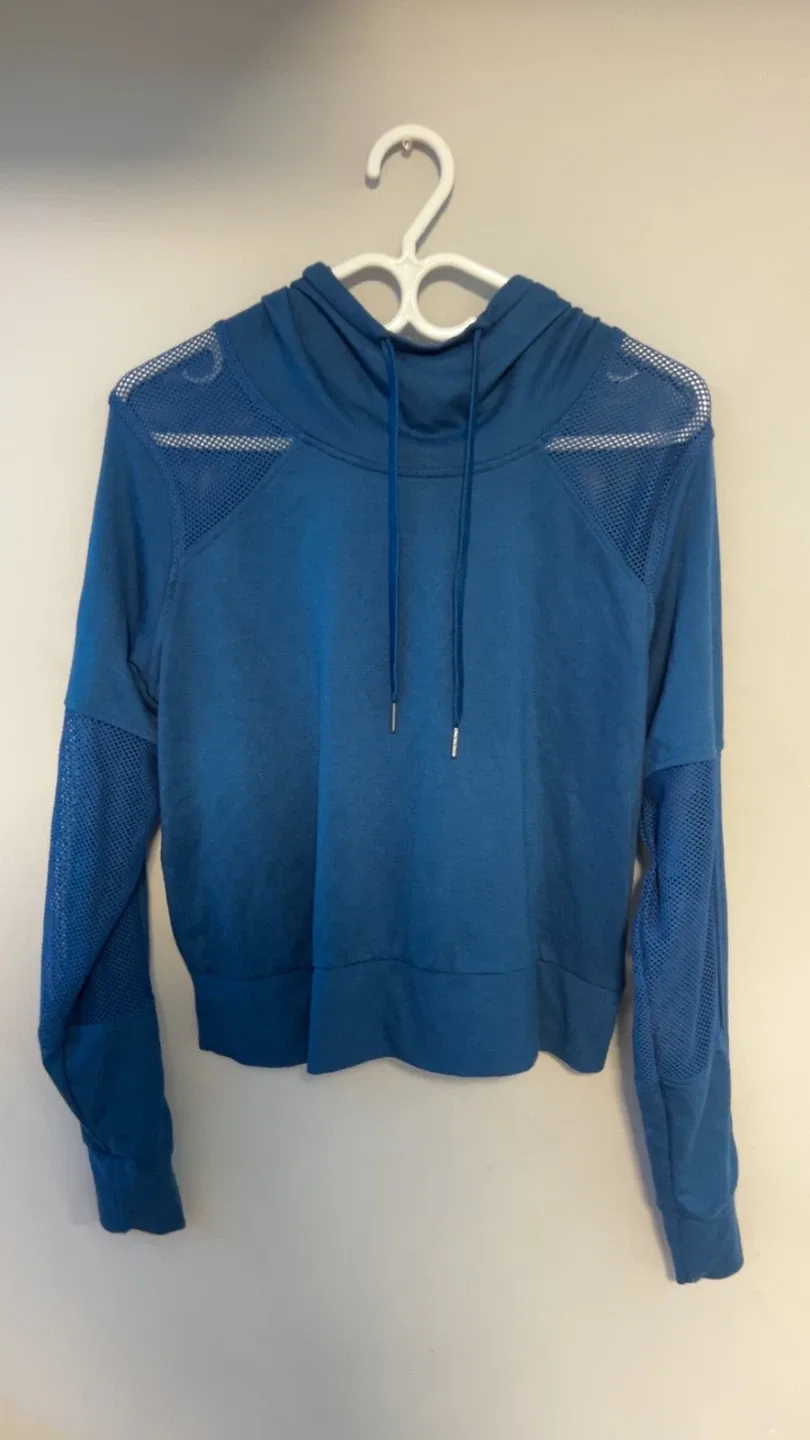 Blue Hoodie with Mesh Accents