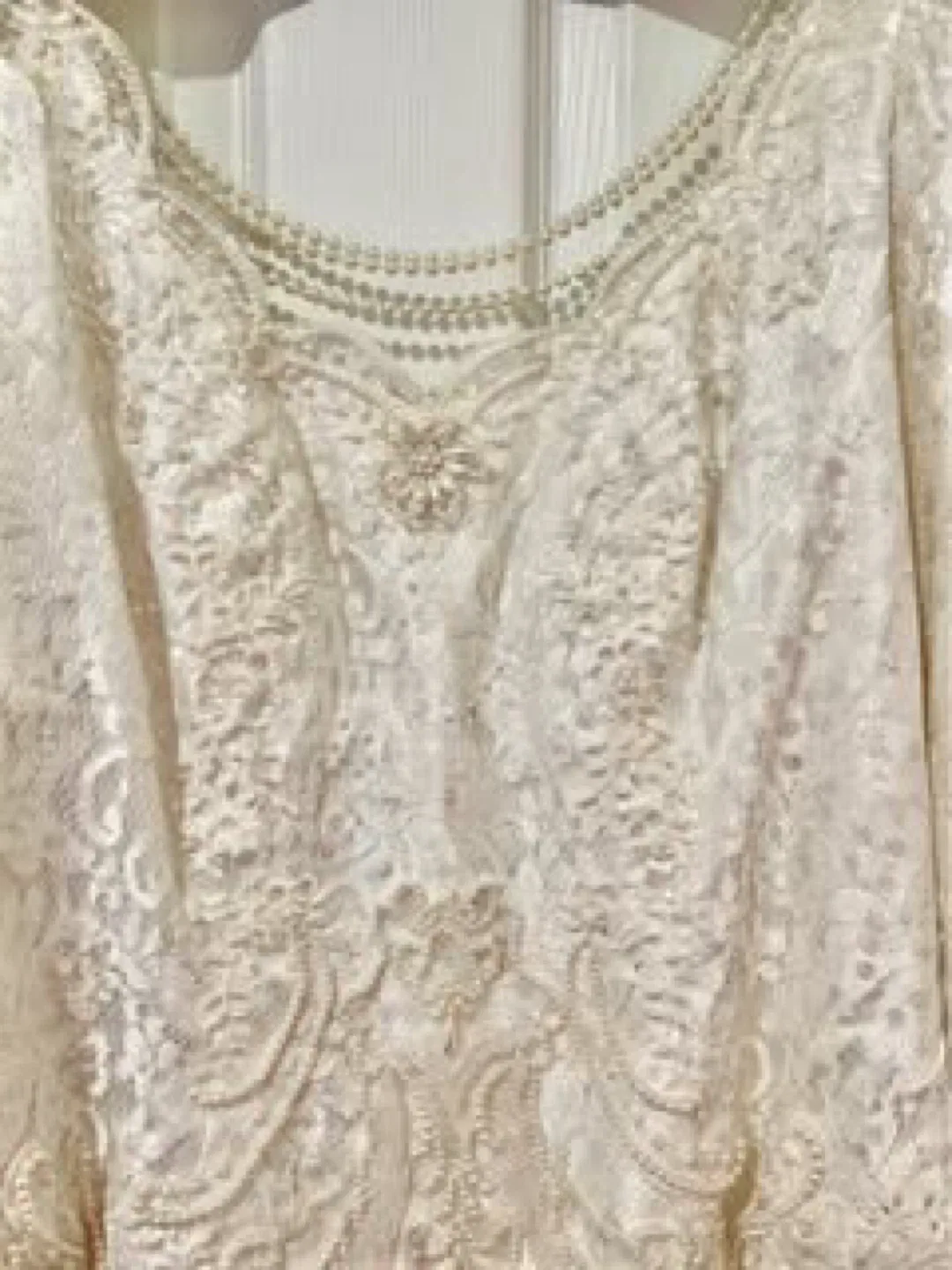 Designer Wedding Gown with Detachable Train image indicator(7)