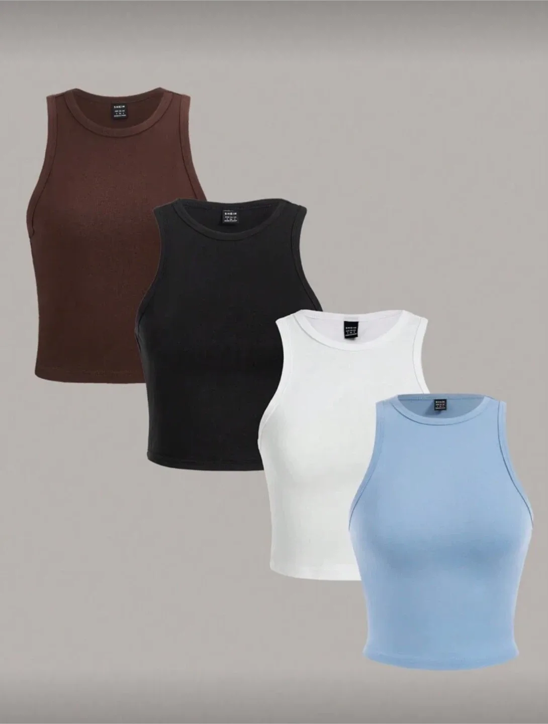 4pcs Pack Crew Neck Tank Tops