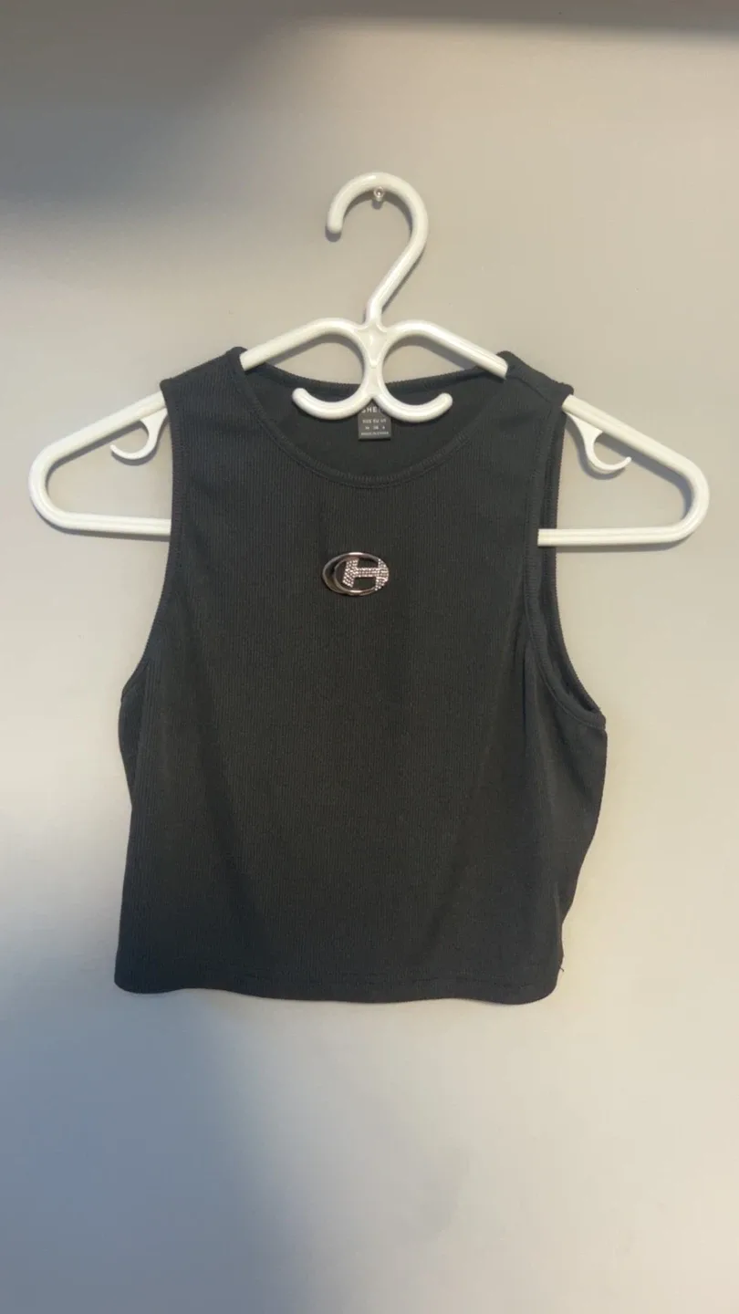 Black Crop Top with Silver Accent