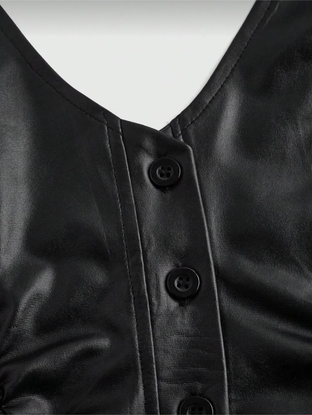 Black Ruched Leather Halter Top image indicator(5)