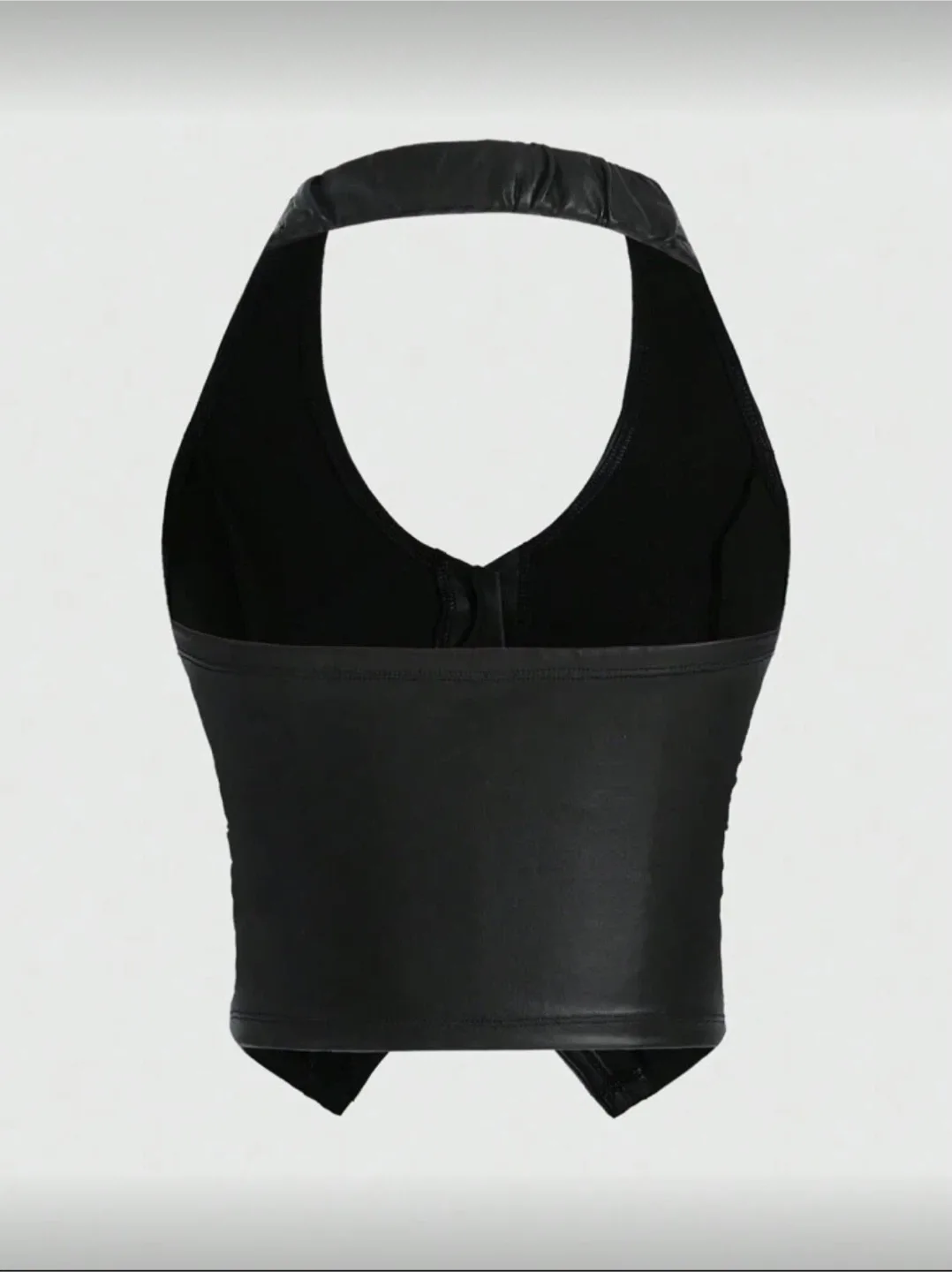 Black Ruched Leather Halter Top image indicator(3)