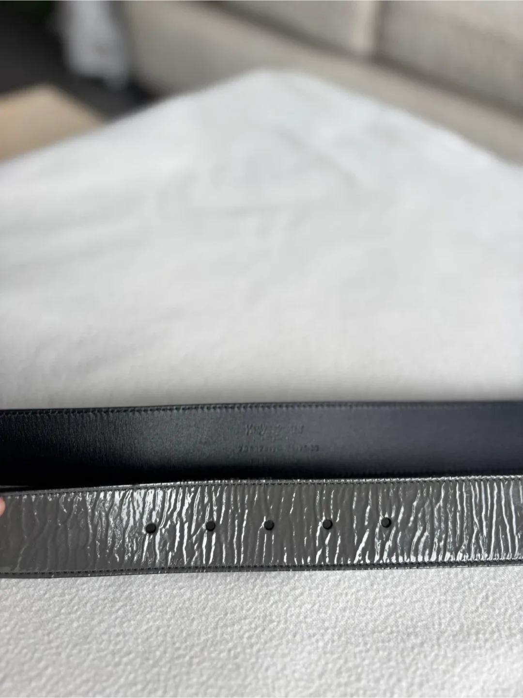 YSL Saint Laurent Grey Patent Leather Belt image indicator(3)