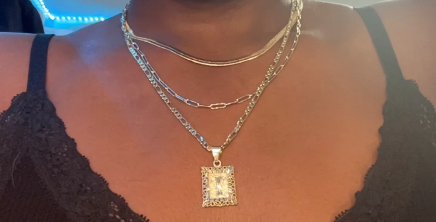 Gold Multi-Layer Necklace Initial 'T' image indicator(2)