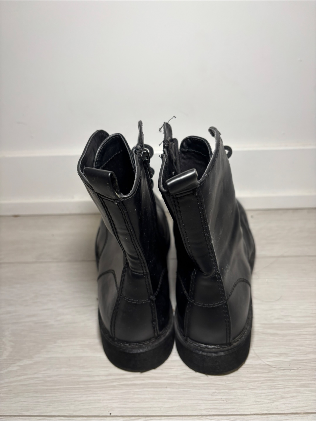 EDGY & COMFORTABLE: Black Faux Leather Combat Boots - photo 2